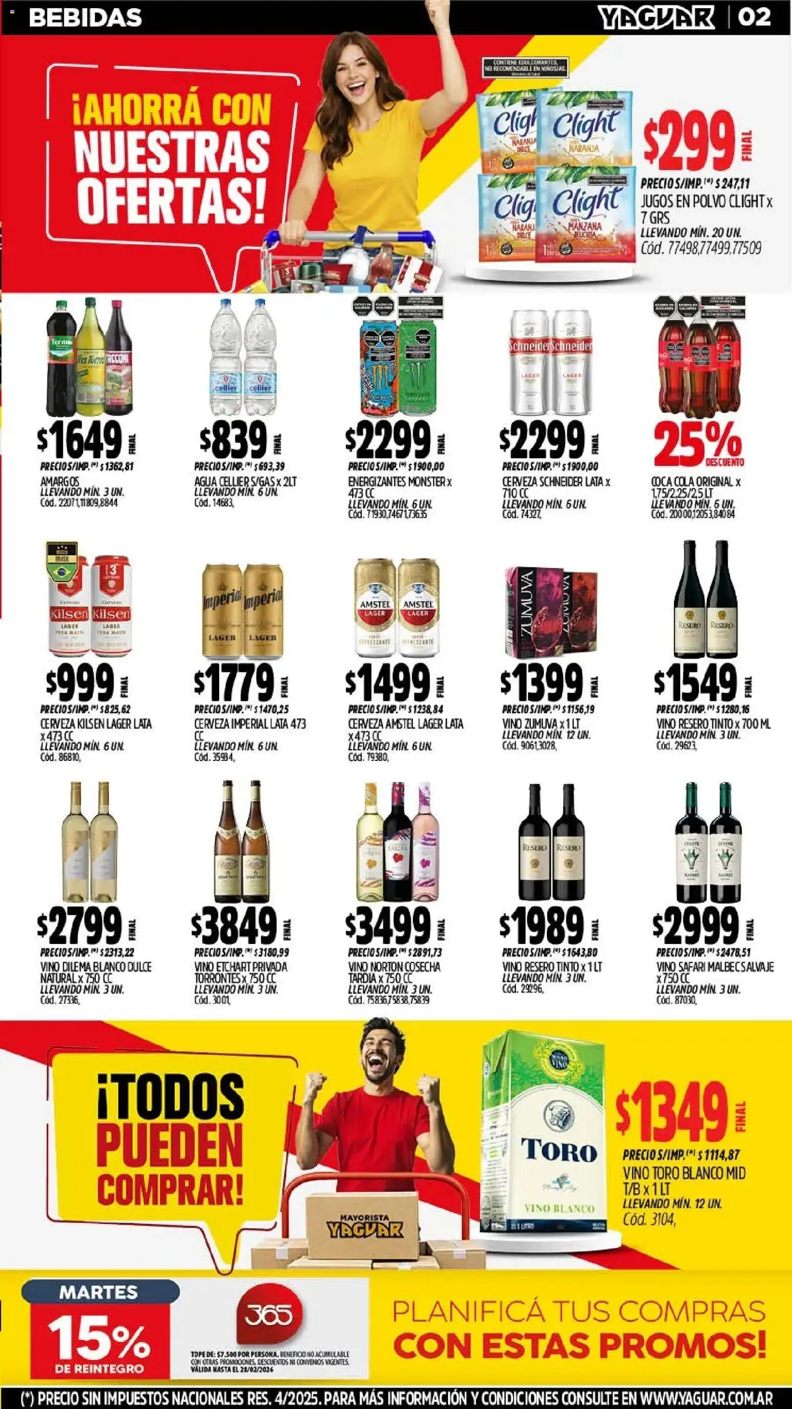 Yaguar - Oferta Semanal Santa Fé │ válido desde el 23.02.2026 | Página: 2 | Productos: Polvo, Agua, Vino, Cerveza
