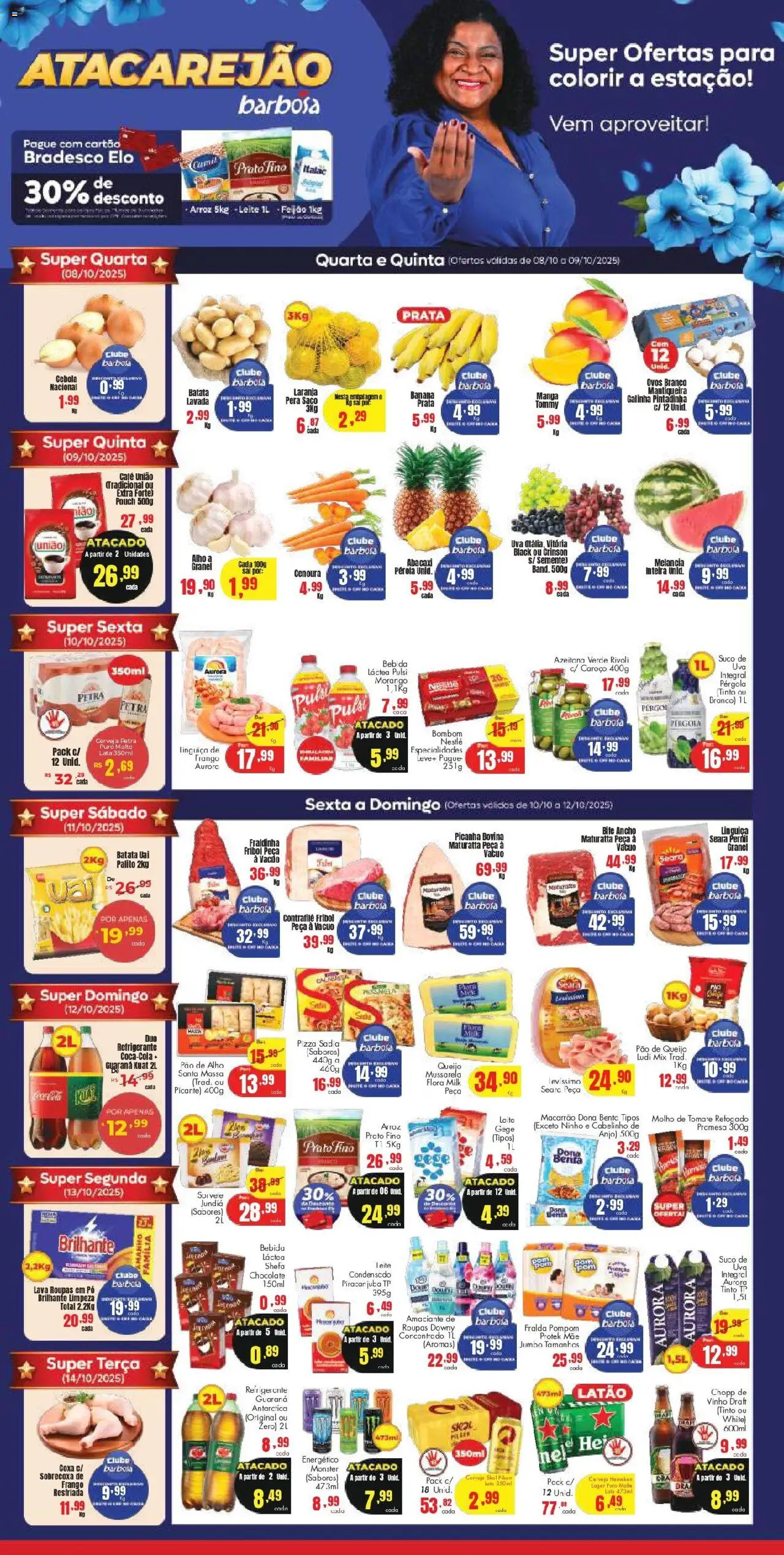 Barbosa Supermercados Folheto - válido de 08.10.2025 | Página: 1 | Produtos: Energético, Pao de alho, Chocolate, Suco