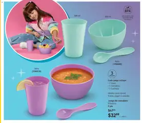 Vista previa de Juego de cerealero, Plástico. 3 pts. Cada juego incluye: 1 Vaso, 1 Cerealero, 1 Cuchara. Ideales para cereal, frutas, yogurt o snacks., nuevo folleto de la tienda, válido en México a partir del 07.11.2025 | Página: 173