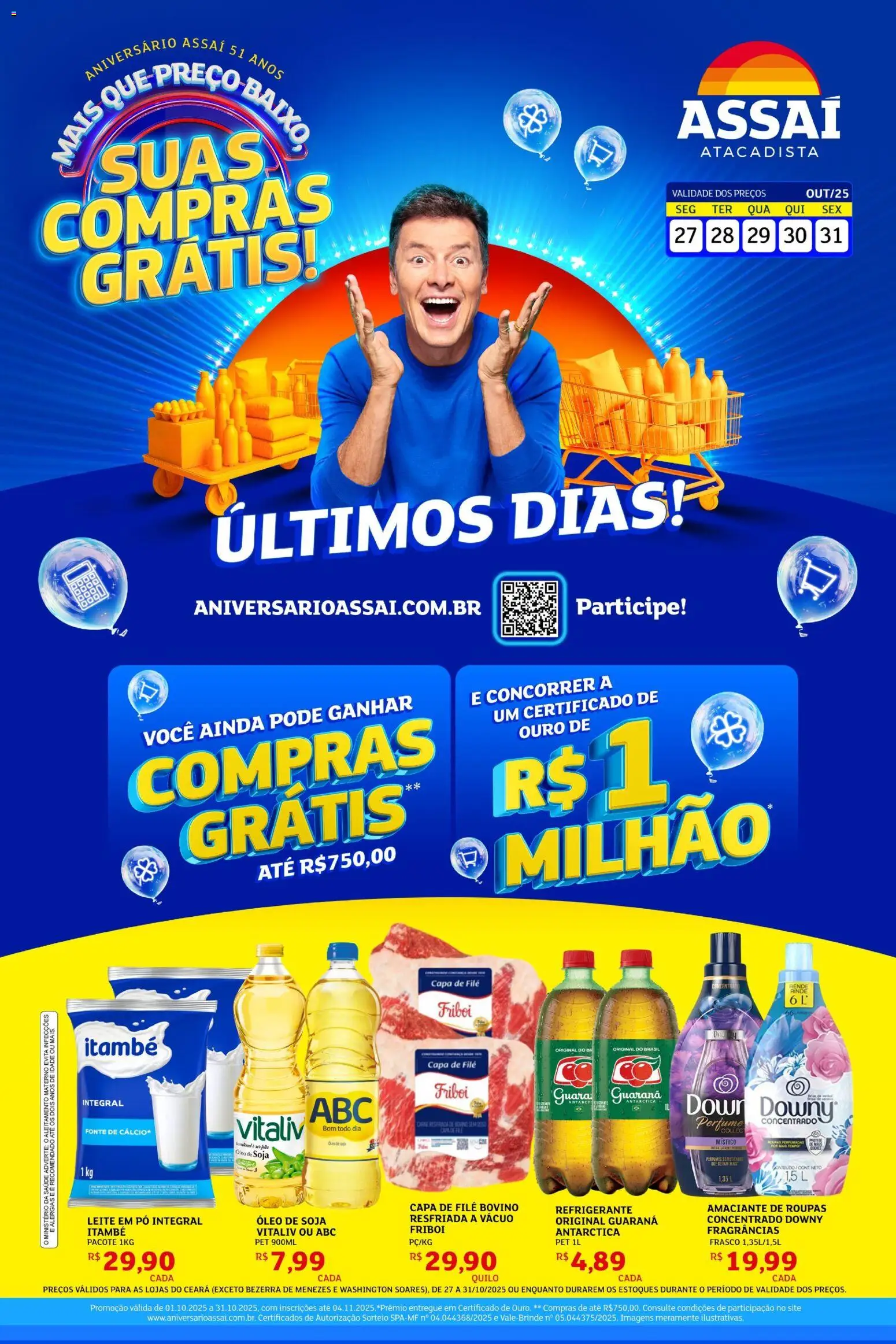 Assaí Atacadista Folheto - válido de 27.10.2025 | Página: 1 | Produtos: Óleo, Refrigerante, Soja, Leite em pó