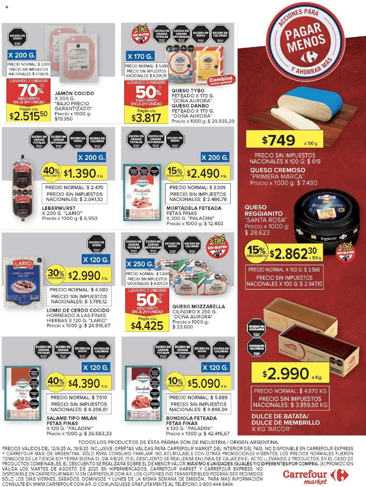 Carrefour Market catálogo │ válido desde el 12.08.2025 | Página: 16 | Productos: Jamón cocido, Mortadela, Batata, Cerdo