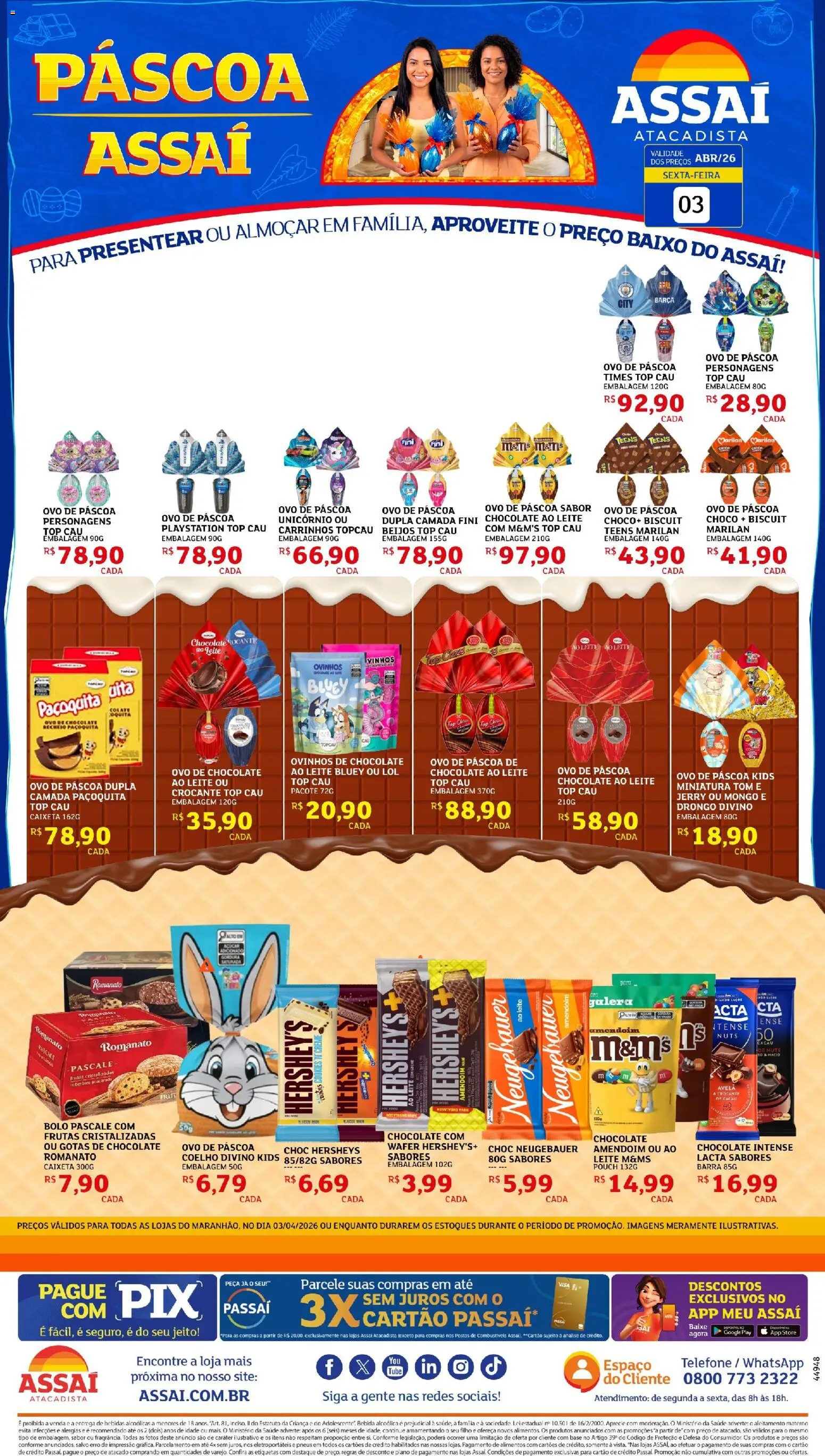 Assaí Atacadista Folheto - válido de 04.04.2026 | Página: 1 | Produtos: Ovo de páscoa, Amendoim, Baixo, Avelã