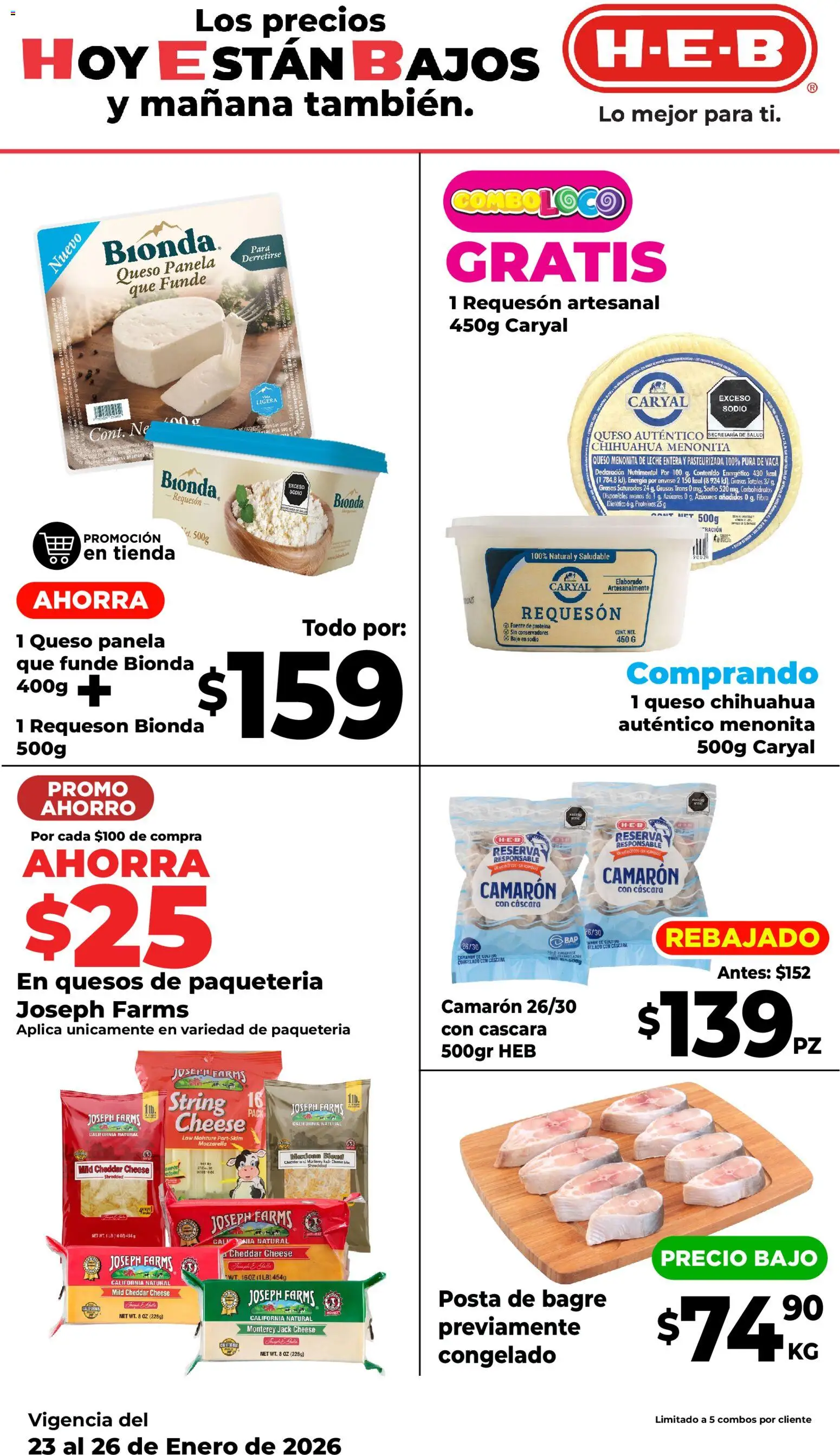 Nuevas ofertas de H-E-B válidas en toda la República Mexicana desde el 23.01.2026. ¡Encuentra las mejores ofertas en H-E-B folleto! | Página: 10 | Productos: Fuente, Leche, Queso