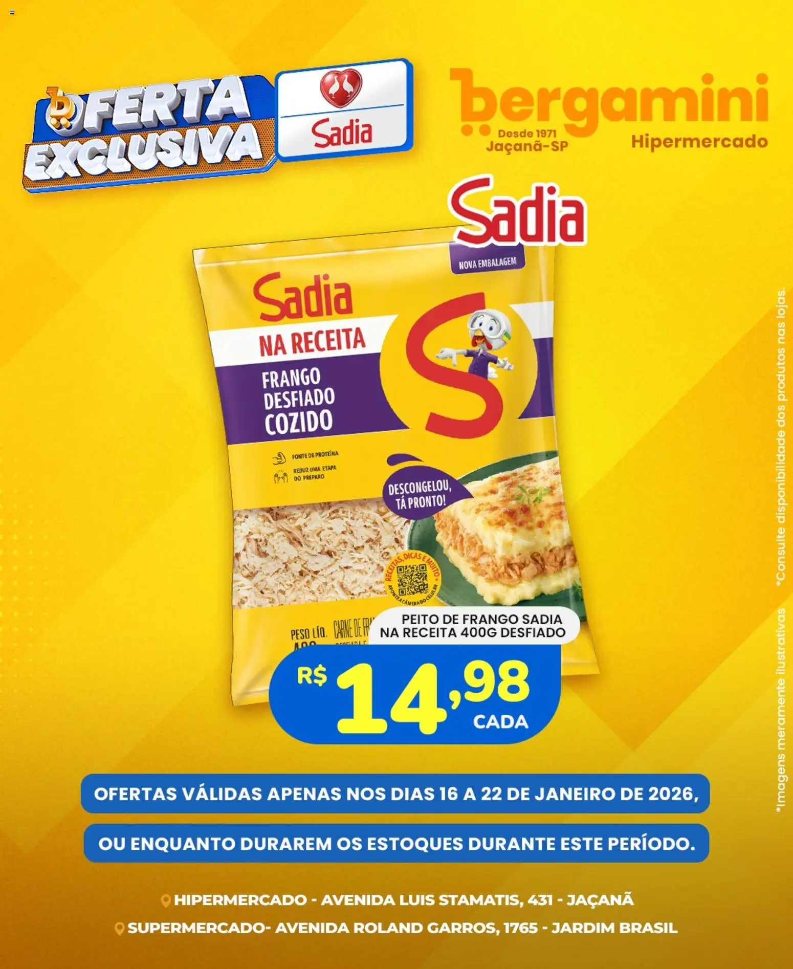 Supermercado Bergamini Folheto - válido de 16.01.2026 | Página: 6 | Produtos: Carne, Frango, Peito de frango