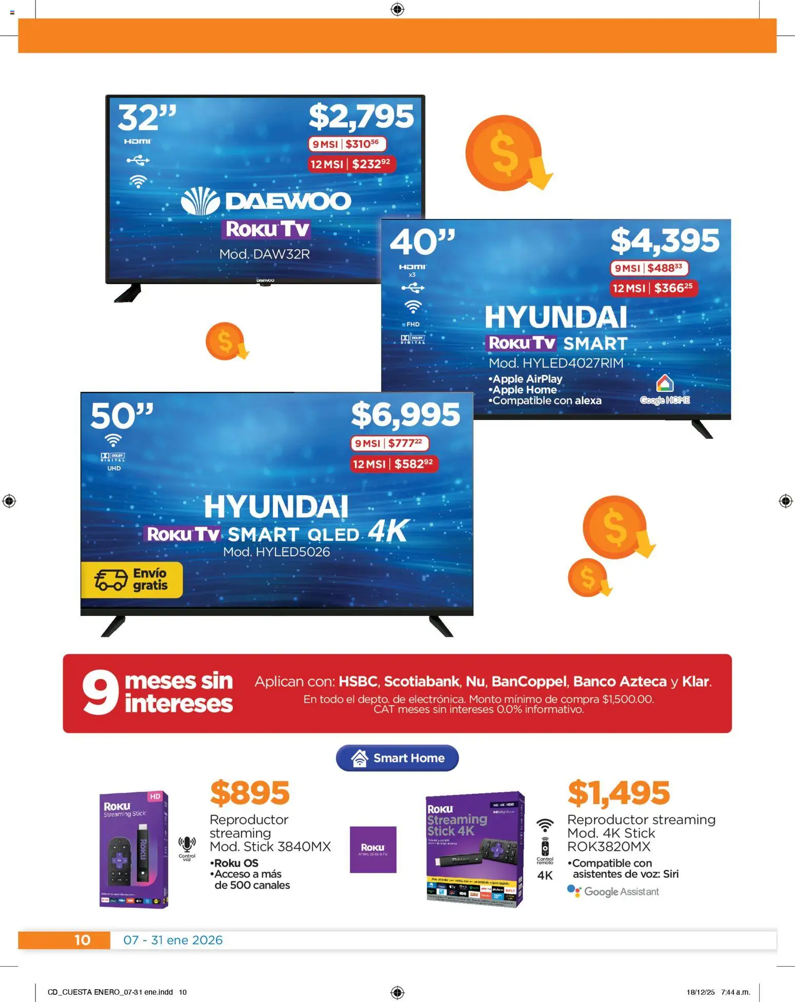 Nuevas ofertas de Chedraui válidas en toda la República Mexicana desde el 07.01.2026. ¡Encuentra las mejores ofertas en Chedraui folleto Cuesta menos llevarte más! | Página: 10 | Productos: Reproductor, Banco