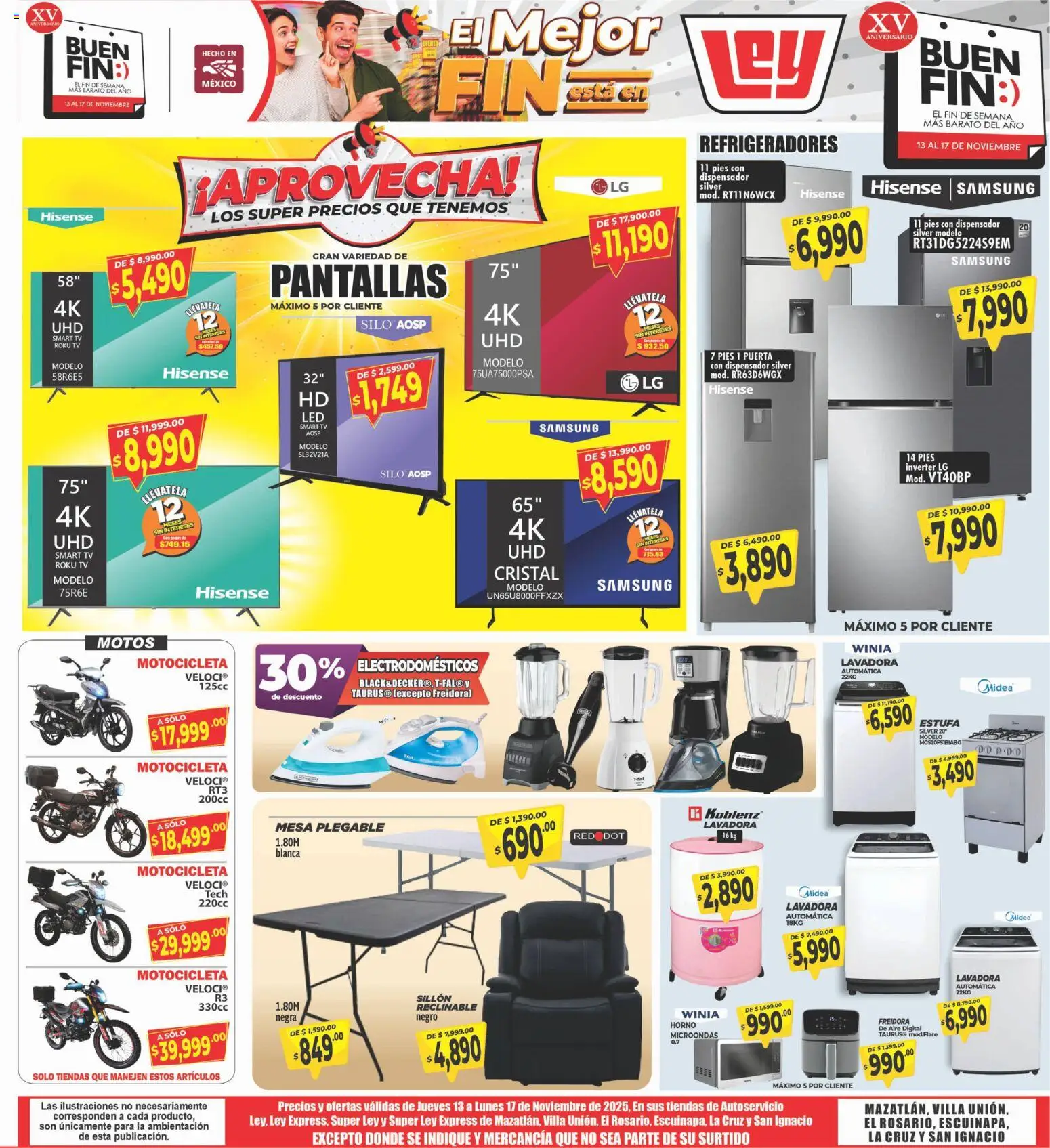 Nuevas ofertas de Casa Ley válidas en toda la República Mexicana desde el 13.11.2025. ¡Encuentra las mejores ofertas en Casa Ley folleto Mazatlán! | Página: 1 | Productos: Horno, Microondas, Freidora, Mesa