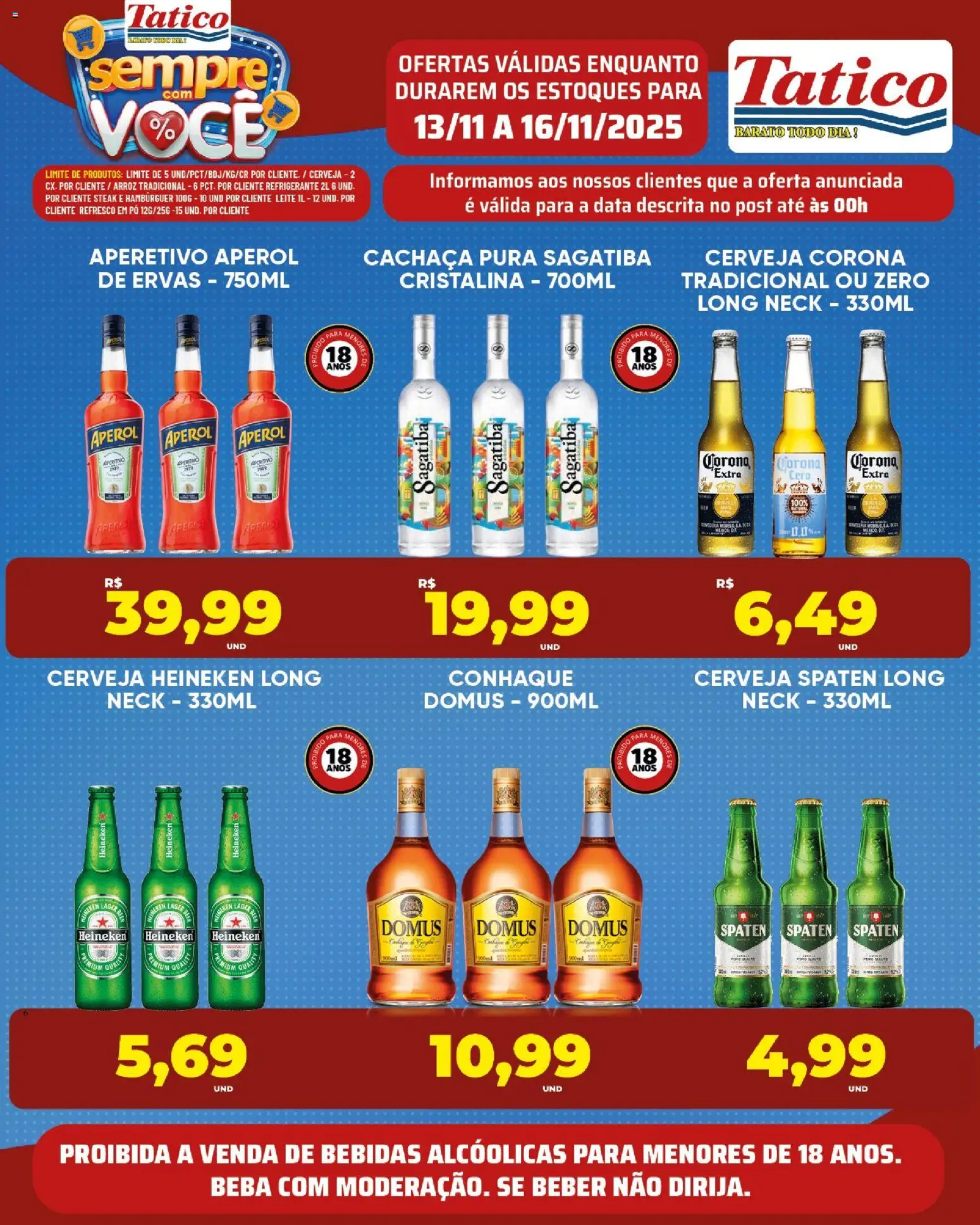 Tatico Folheto - válido de 17.11.2025 | Página: 39 | Produtos: Cachaça, Conhaque, Cerveja, Hambúrguer