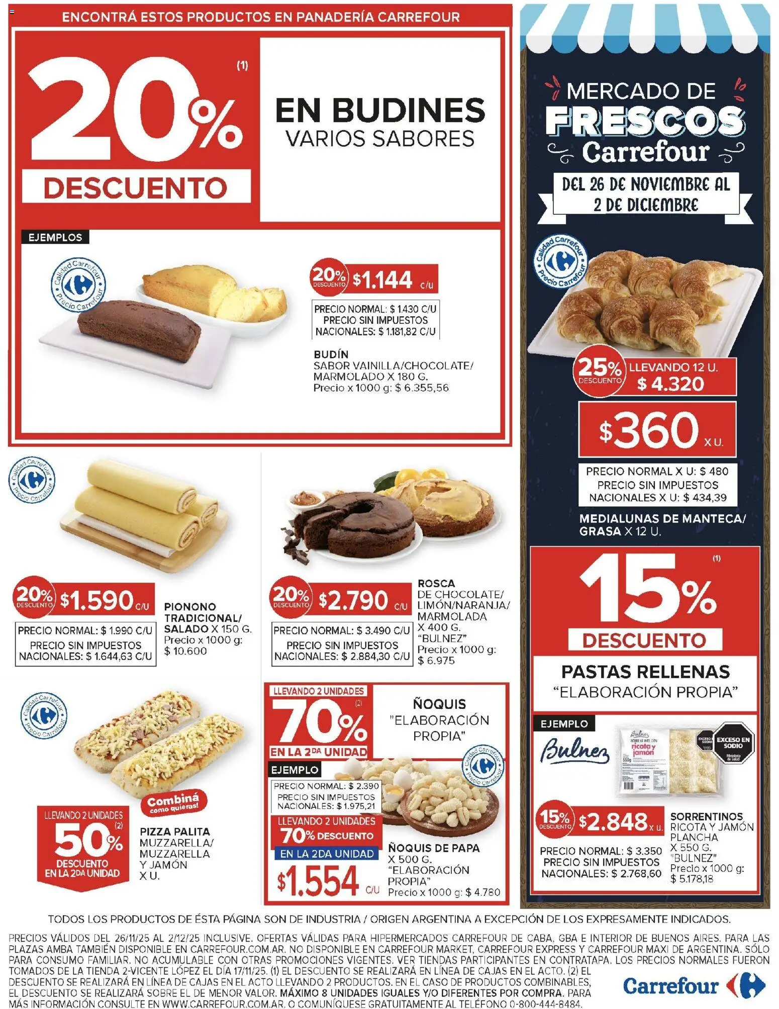 Carrefour ofertas │ válido desde el 26.11.2025 | Página: 22 | Productos: Budín, Plancha, Pizza, Pionono