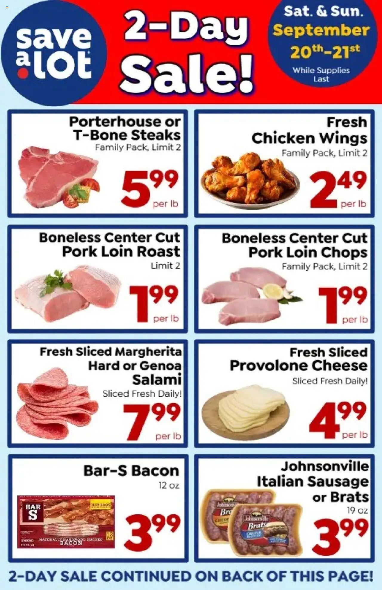 Save a Lot Ad - valid from 15.09.2025 | Page: 1 | Products: Cheese, Salami, Pork, Sausage