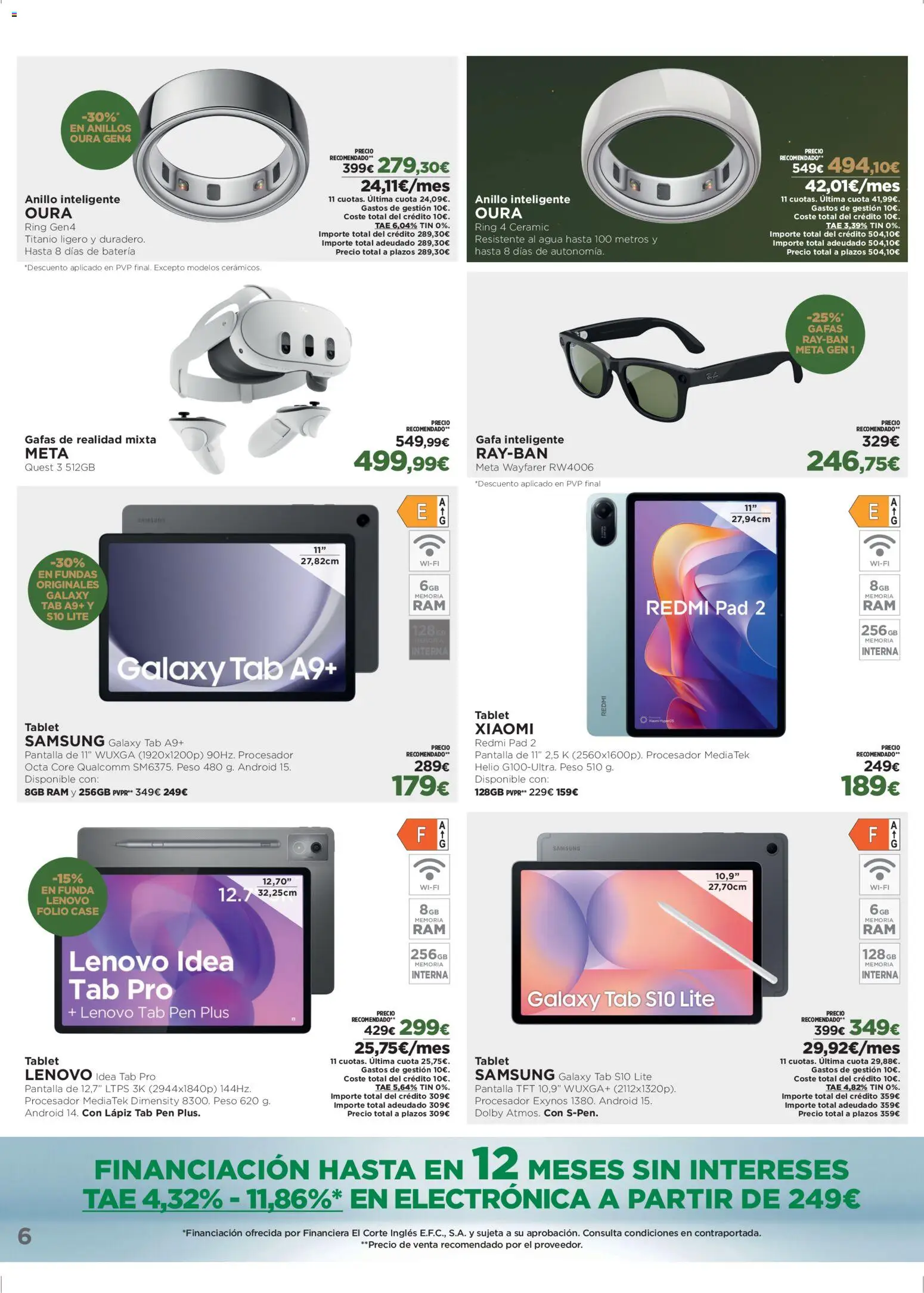 Nuevas ofertas de El Corte Inglés válidas en toda la República Mexicana desde el 26.12.2025. ¡Encuentra las mejores ofertas en El Corte Inglés catálogo Los Tecnoprecios! | Página: 6 | Productos: Agua, Tablet, Funda, Anillo