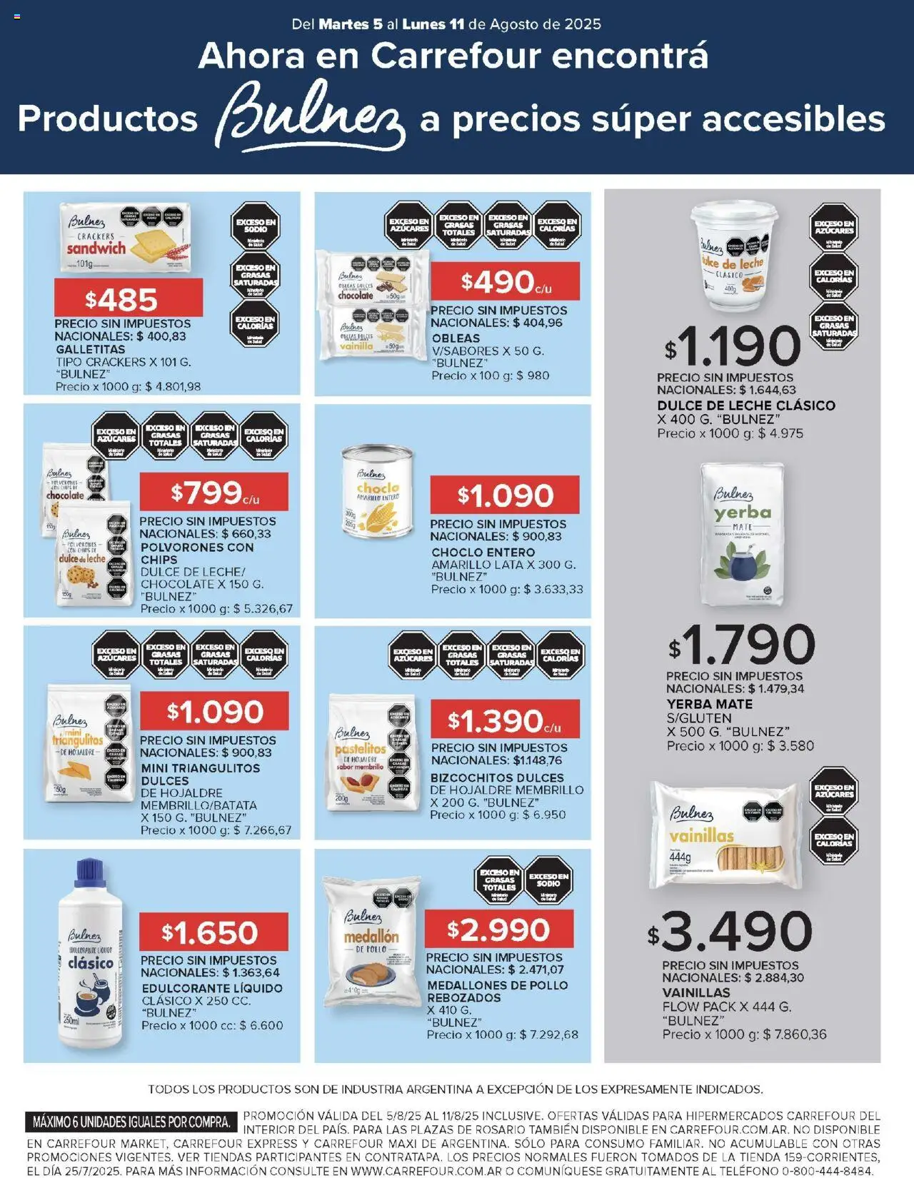 Carrefour ofertas - Salta │ válido desde el 05.08.2025 | Página: 12 | Productos: Galletitas, Pollo, Yerba, Edulcorante