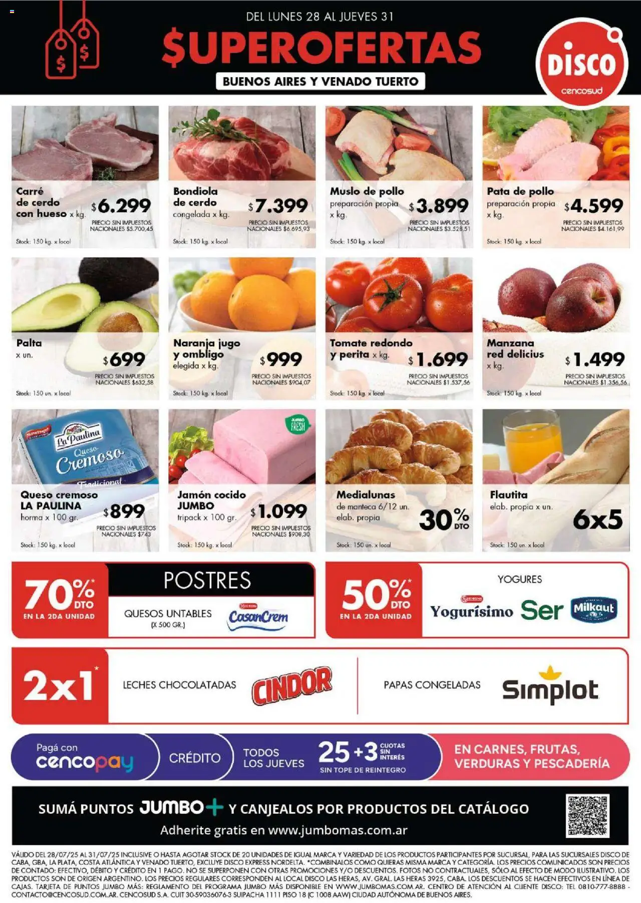 Disco ofertas │ válido desde el 28.07.2025 | Página: 1 | Productos: Jamón cocido, Manzana, Palta, Cerdo