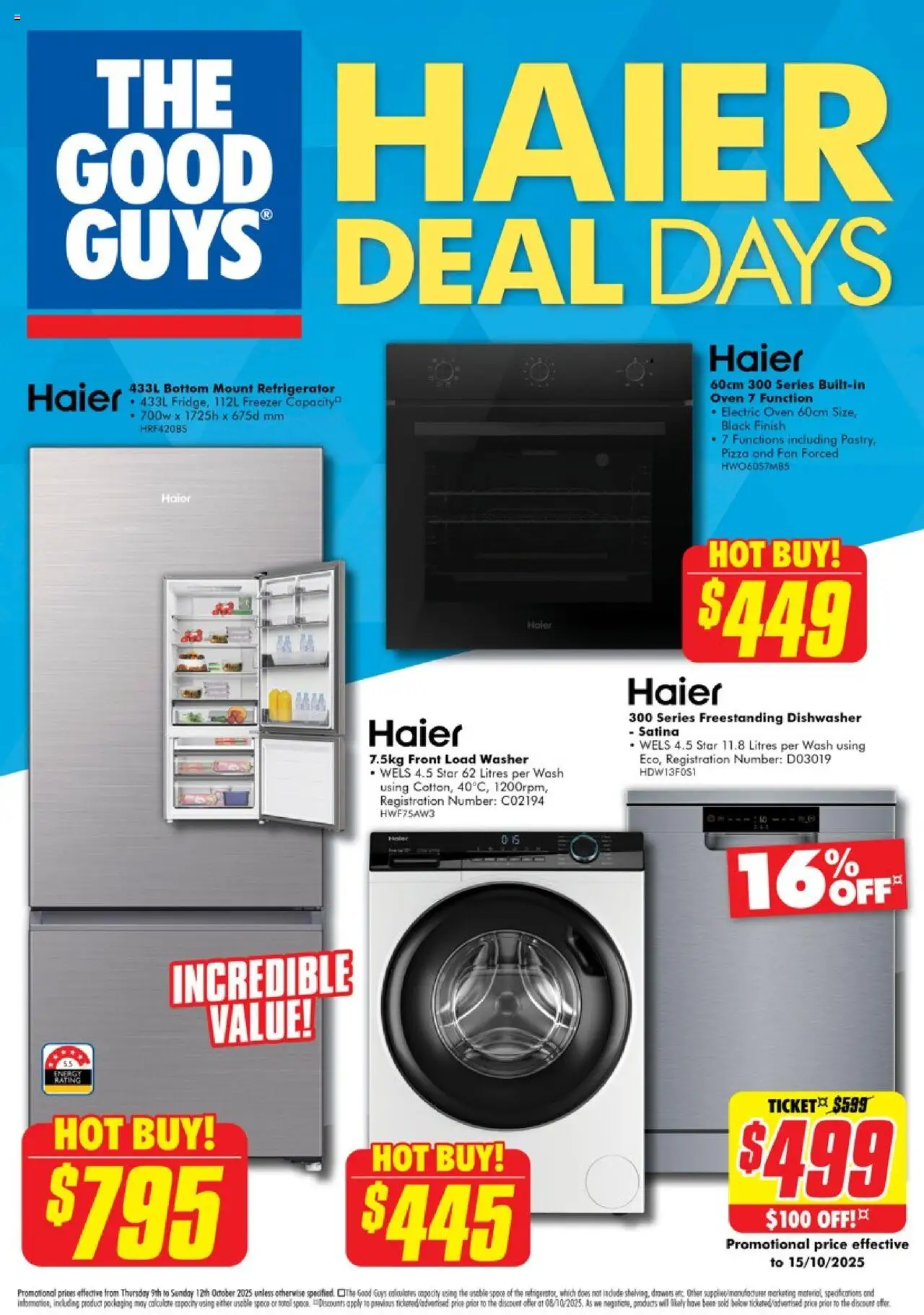 The Good Guys catalogue - valid from 08.10.2025 | Page: 1 | Products: Refrigerator, Dishwasher, Fan, Washer