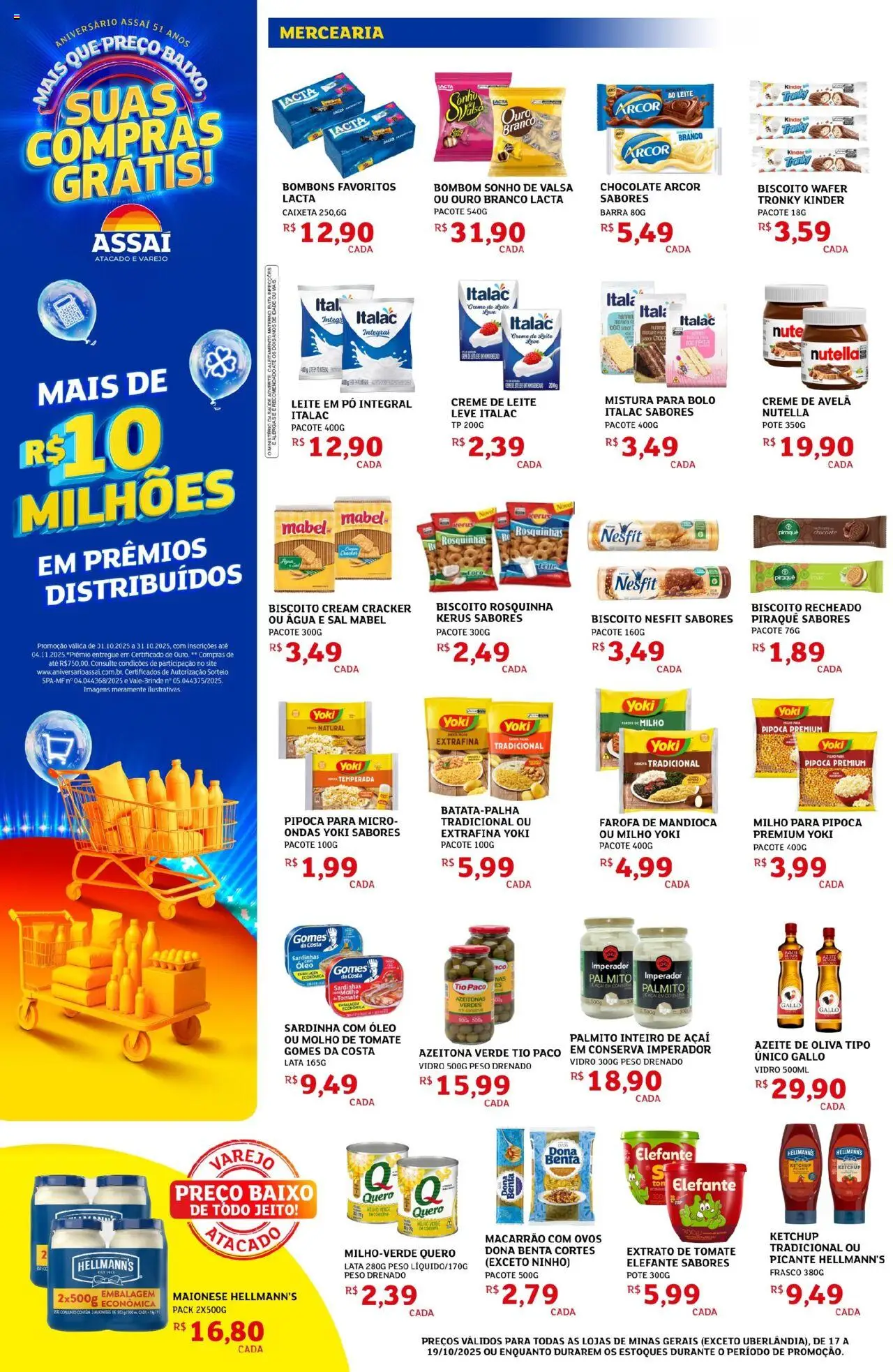 Assaí Atacadista Folheto - válido de 17.10.2025 | Página: 2 | Produtos: Sal, Rosquinha, Cream cracker, Bombom