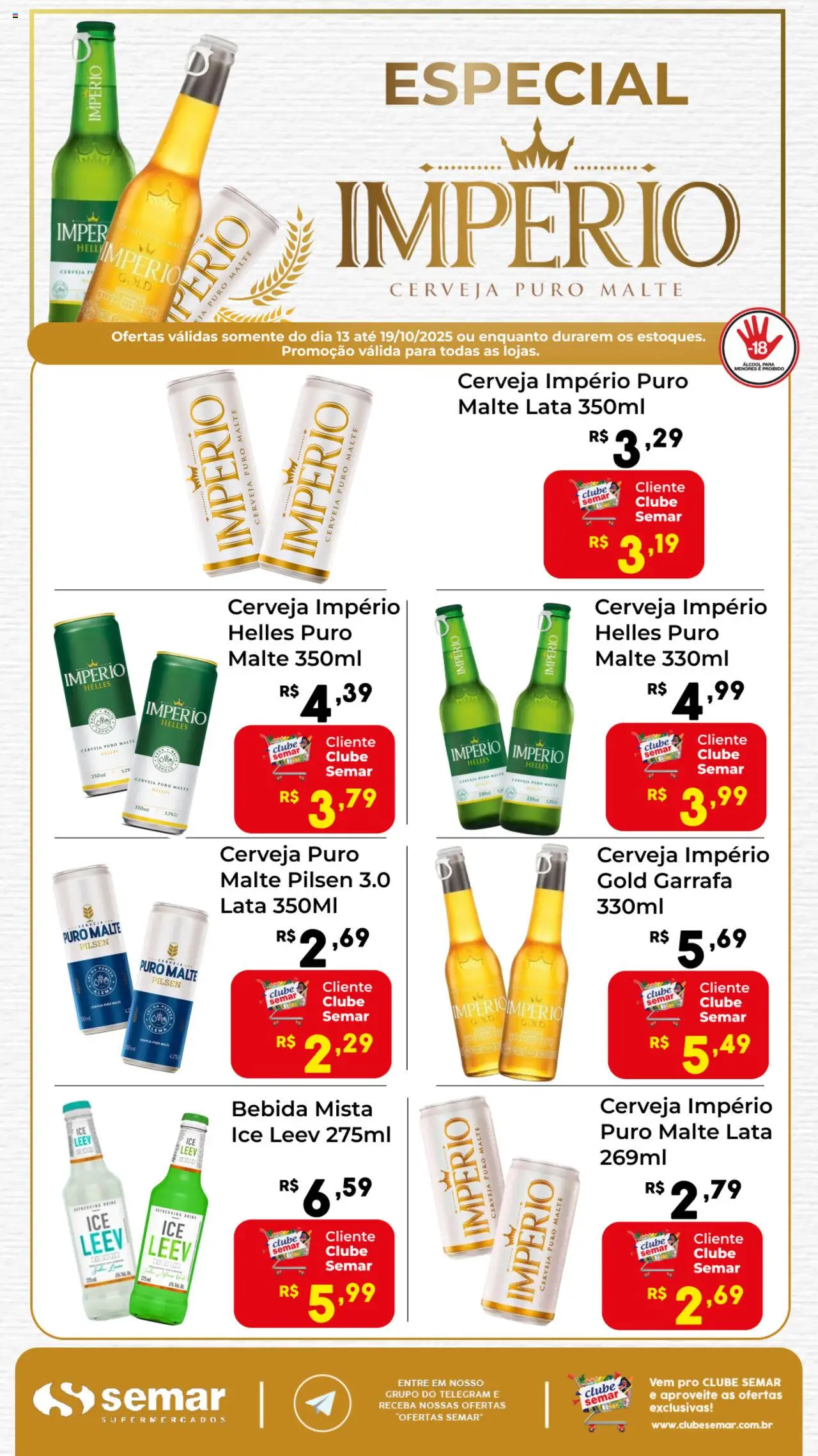 Semar Supermercado Folheto - válido de 13.10.2025 | Página: 1 | Produtos: Ice Leev, Cerveja, Bebida