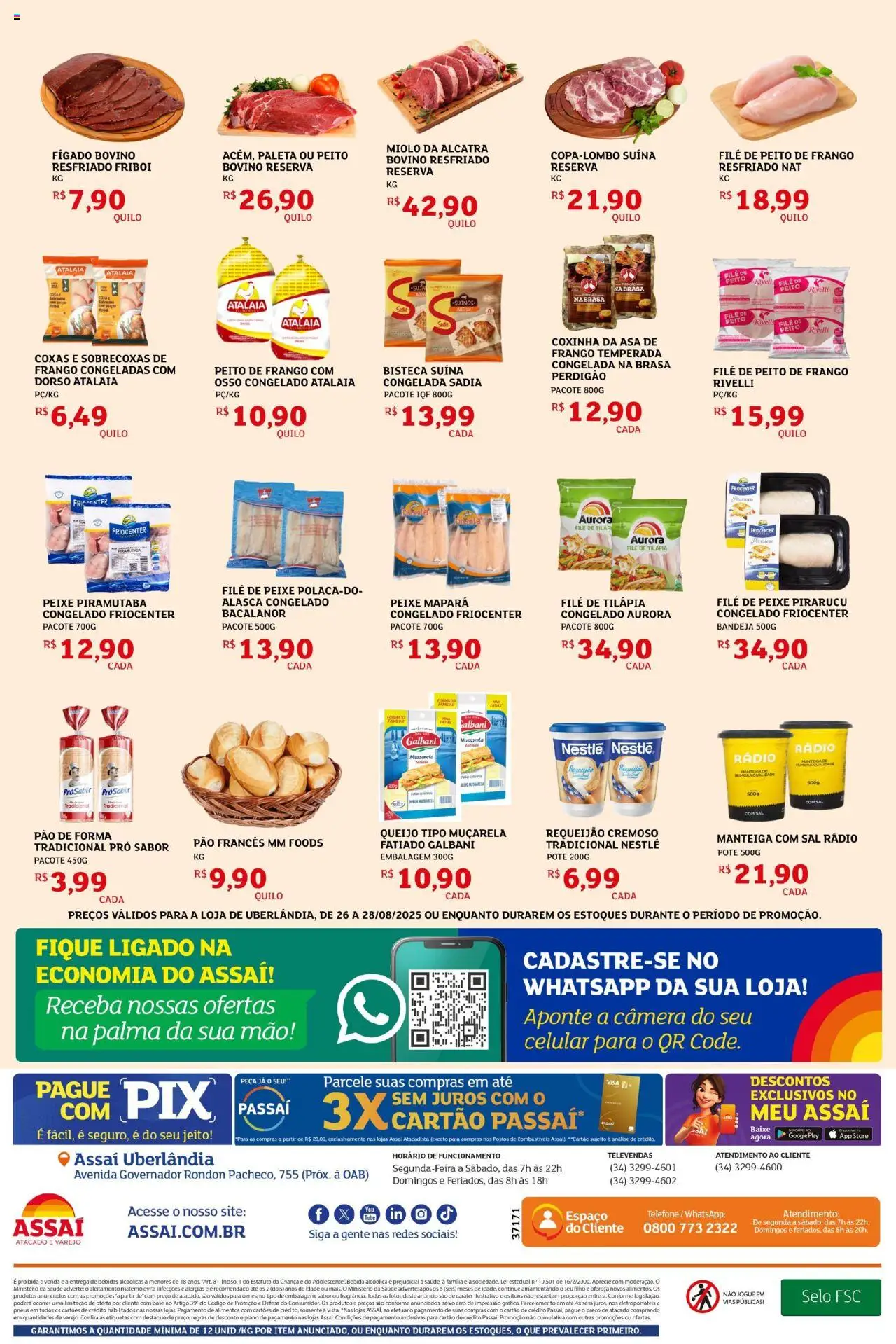 Assaí Atacadista Folheto - válido de 26.08.2025 | Página: 2 | Produtos: Base, Telefone, Filé de tilápia, Peito de frango