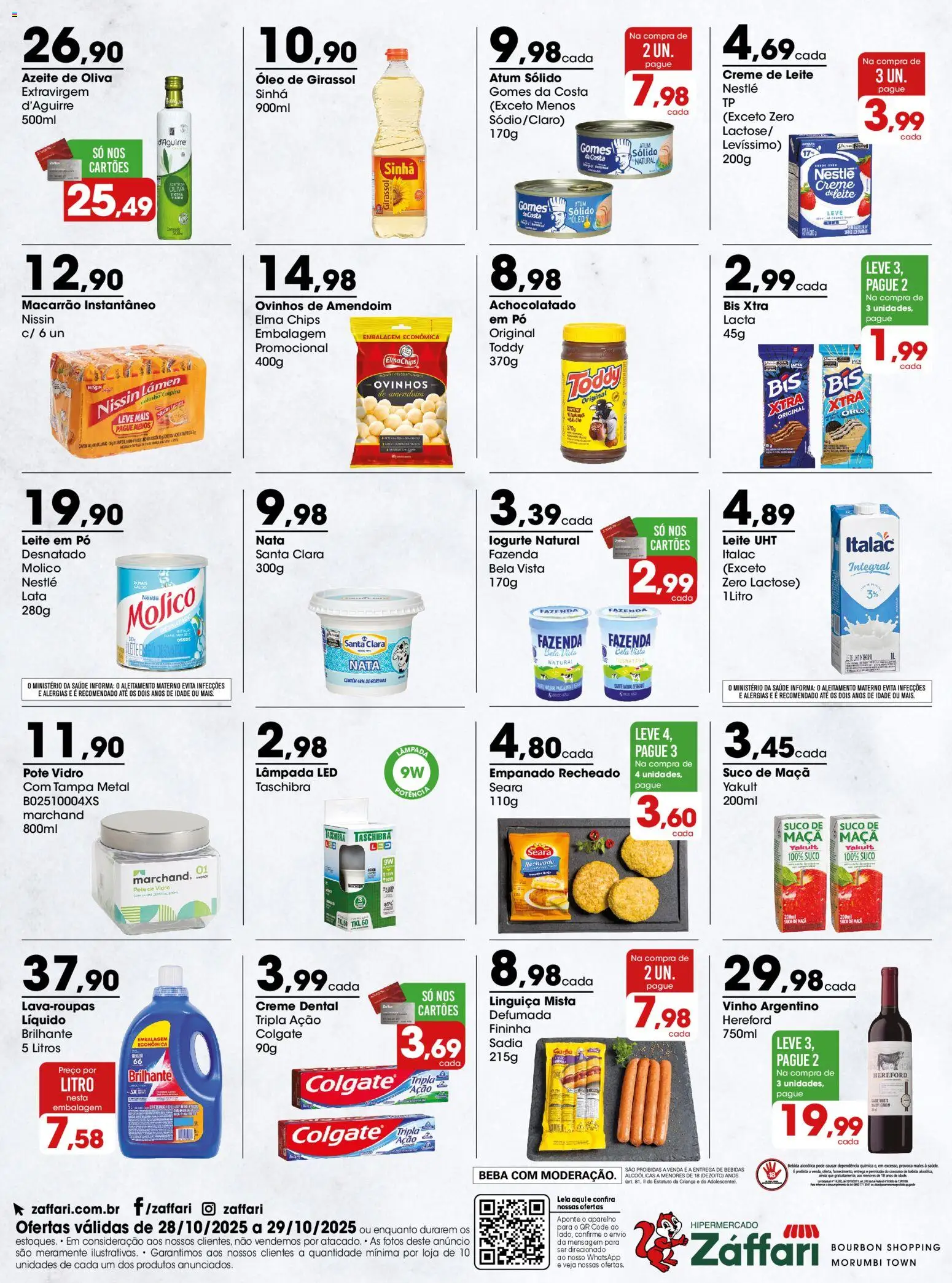Zaffari Folheto - válido de 28.10.2025 | Página: 2 | Produtos: Lâmpada led, Macarrão instantâneo, Óleo de girassol, Leite em pó