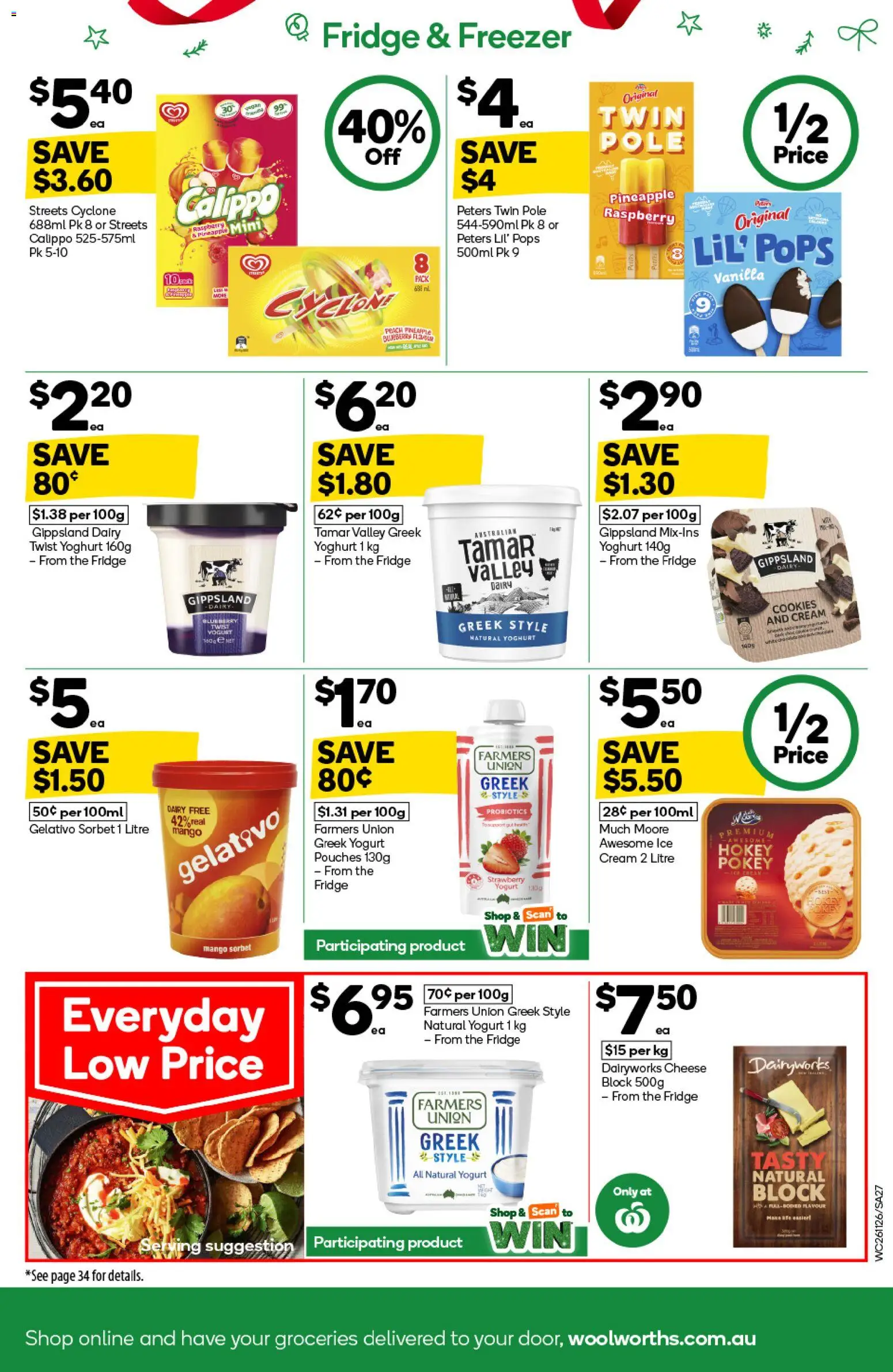 Woolworths catalogue - valid from 26.11.2025 | Page: 27 | Products: Cheese, Raspberry, Fridge, Freezer
