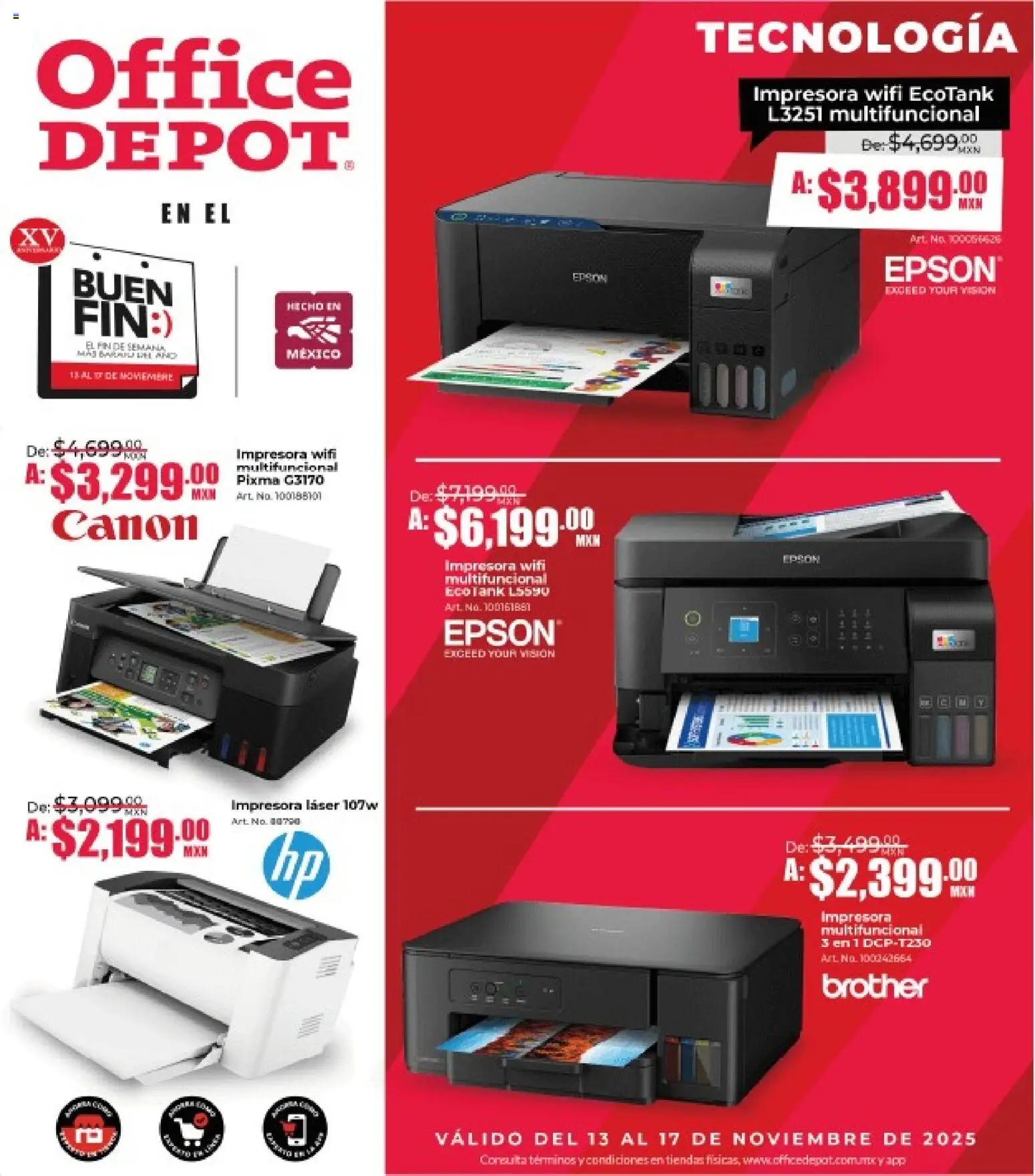 Nuevas ofertas de Office Depot válidas en toda la República Mexicana desde el 13.11.2025. ¡Encuentra las mejores ofertas en Office Depot Buen Fin! | Página: 6 | Productos: Impresora