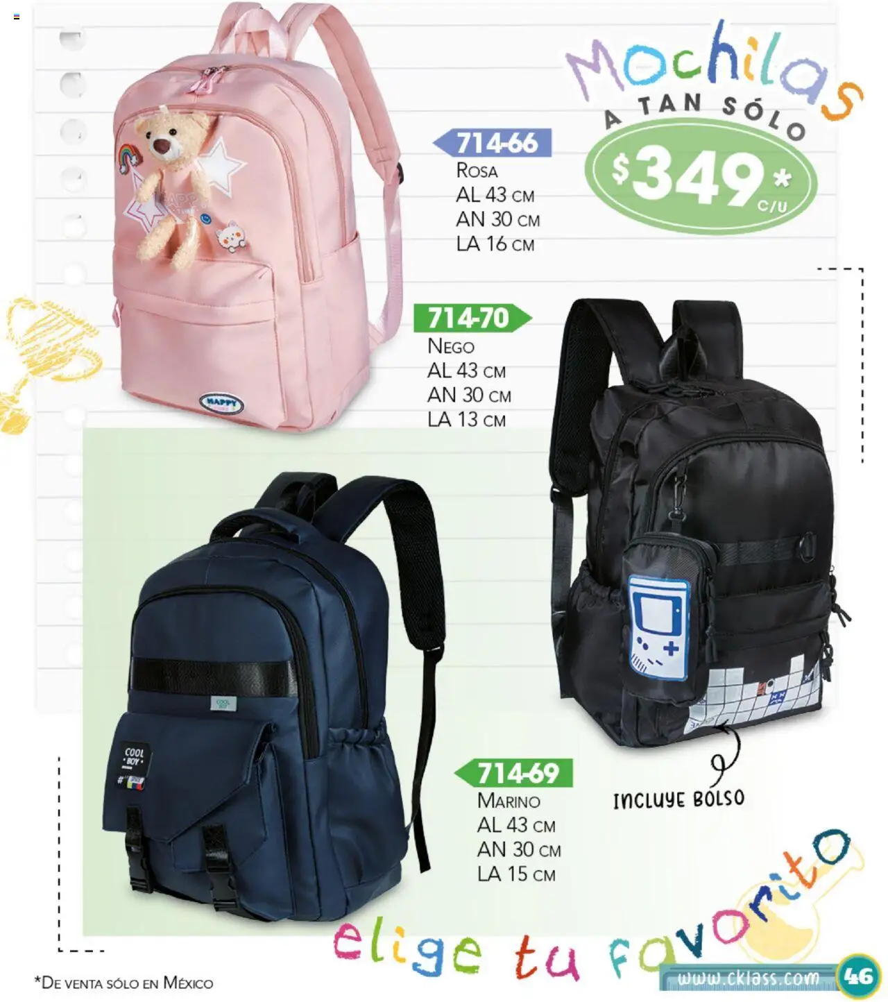 Nuevas ofertas de Cklass válidas en toda la República Mexicana desde el 14.07.2025. ¡Encuentra las mejores ofertas en Cklass catálogo Escolar! | Página: 47 | Productos: Bolso