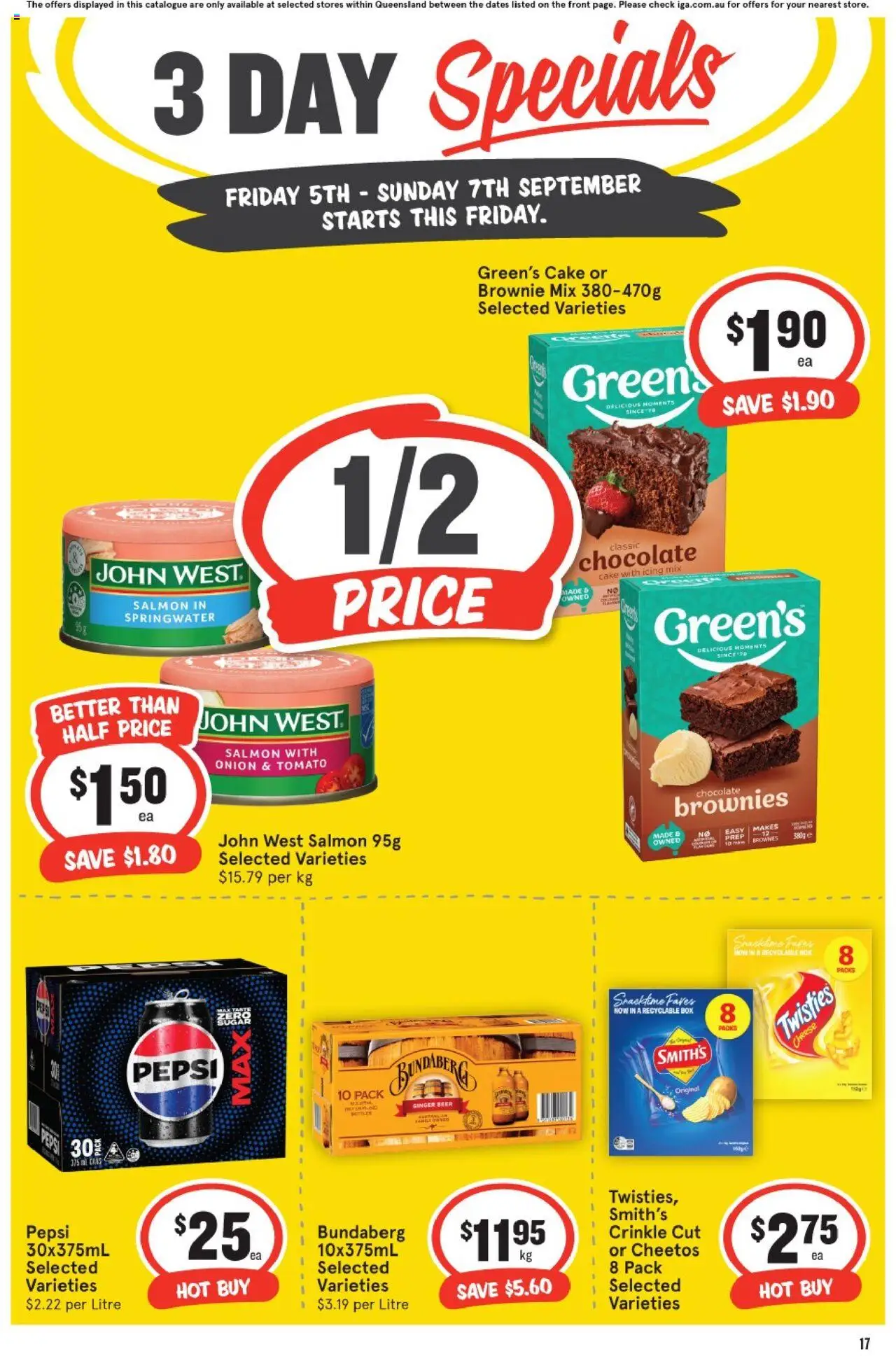 IGA catalogue - valid from 05.09.2025 | Page: 3 | Products: Cheese, Chocolate, Beer, Salmon