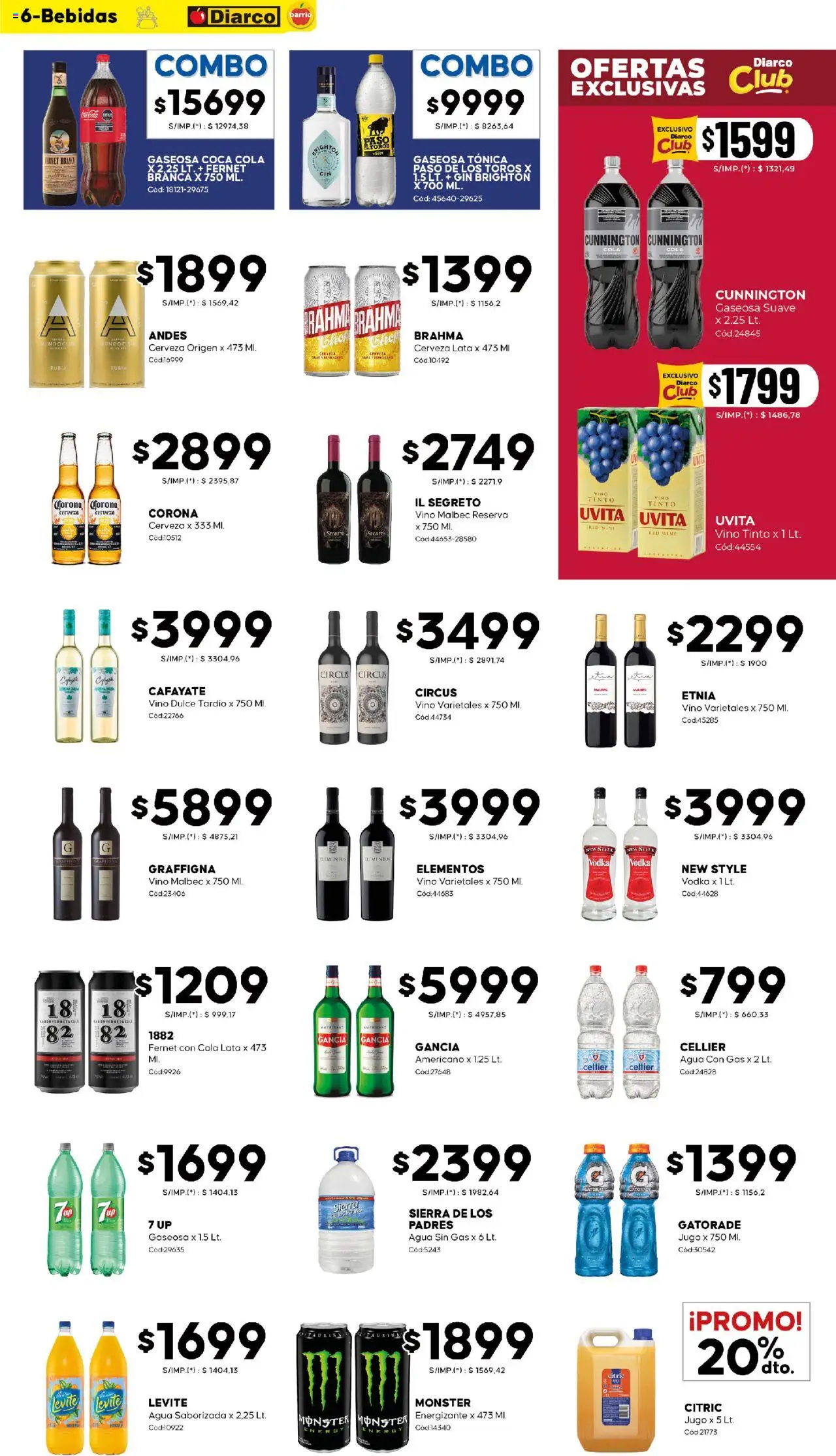 Diarco - Ofertas Barrio │ válido desde el 20.10.2025 | Página: 6 | Productos: Gin, Fernet, Jugo, Cerveza