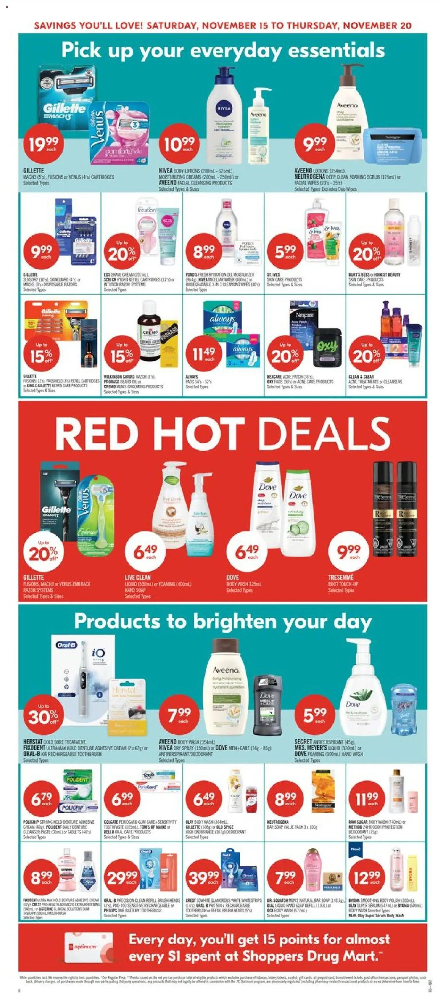 Shoppers flyer valid from 15.11.2025 | Page: 10 | Products: Brush, Micellar water, Body wash, Deodorant