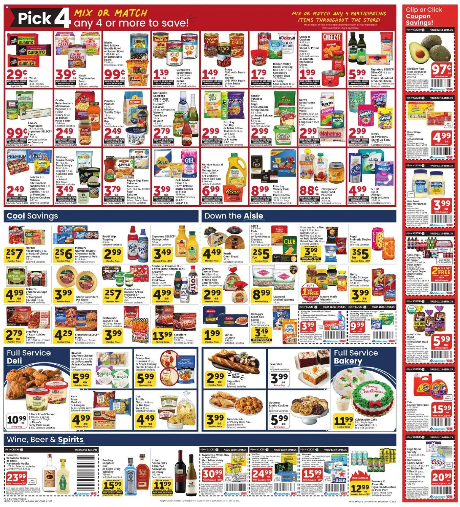 Vons Weekly Ad - SoCal - valid from 10.12.2025 | Page: 3 | Products: Bakery, Bread, Pizza, Pasta
