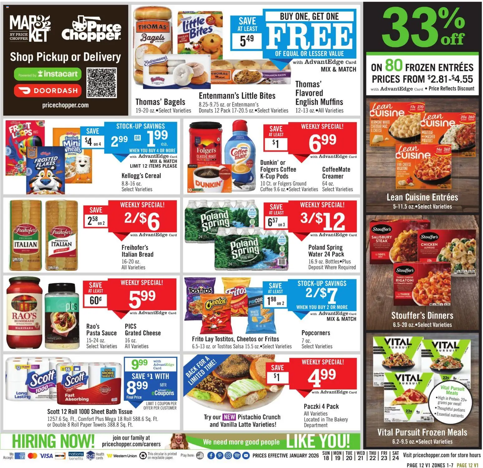 Price Chopper Weekly Ad - valid from 18.01.2026 | Page: 12 | Products: Bath, Cheese, Pasta, Sheet