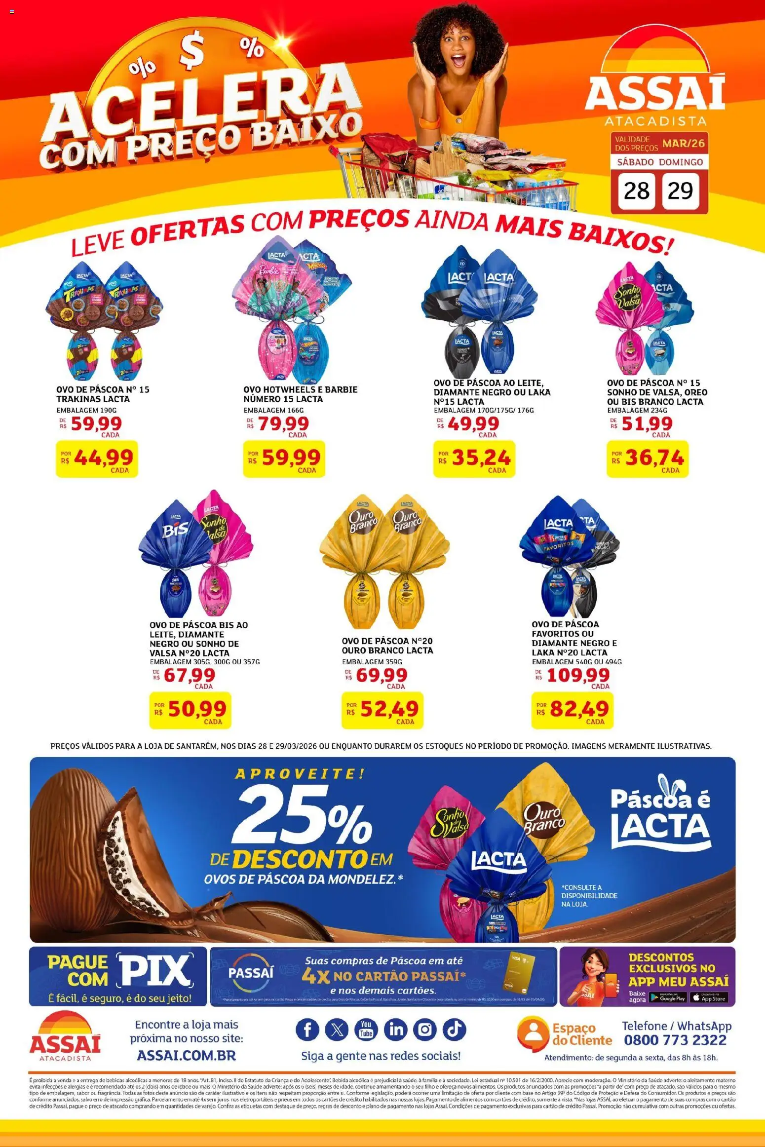 Assaí Atacadista Folheto - válido de 28.03.2026 | Página: 1 | Produtos: Ovo de páscoa, Base, Baixo, Telefone