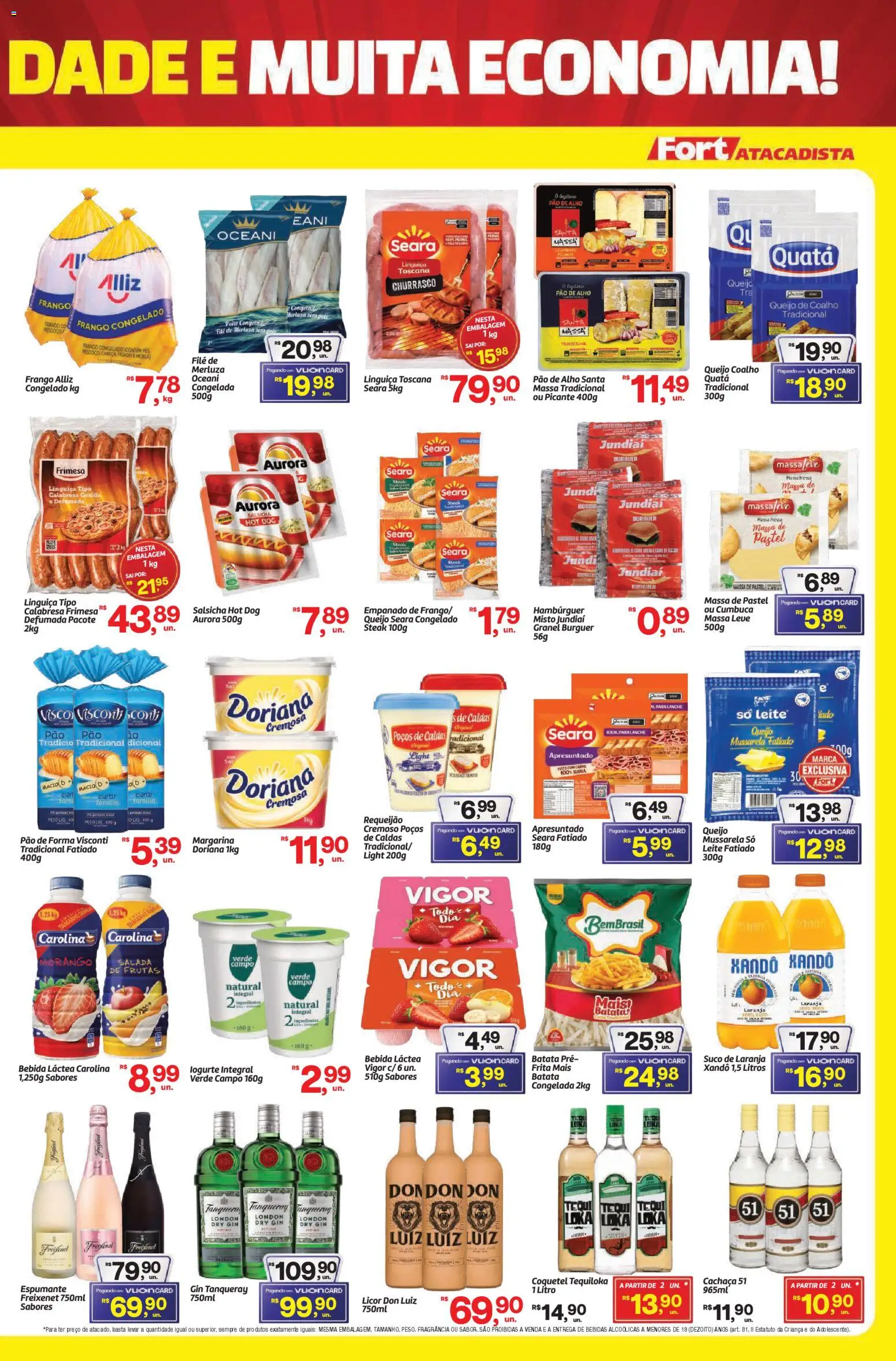 Fort Atacadista Folheto - válido de 28.02.2026 | Página: 3 | Produtos: Leite, Queijo, Frango, Margarina