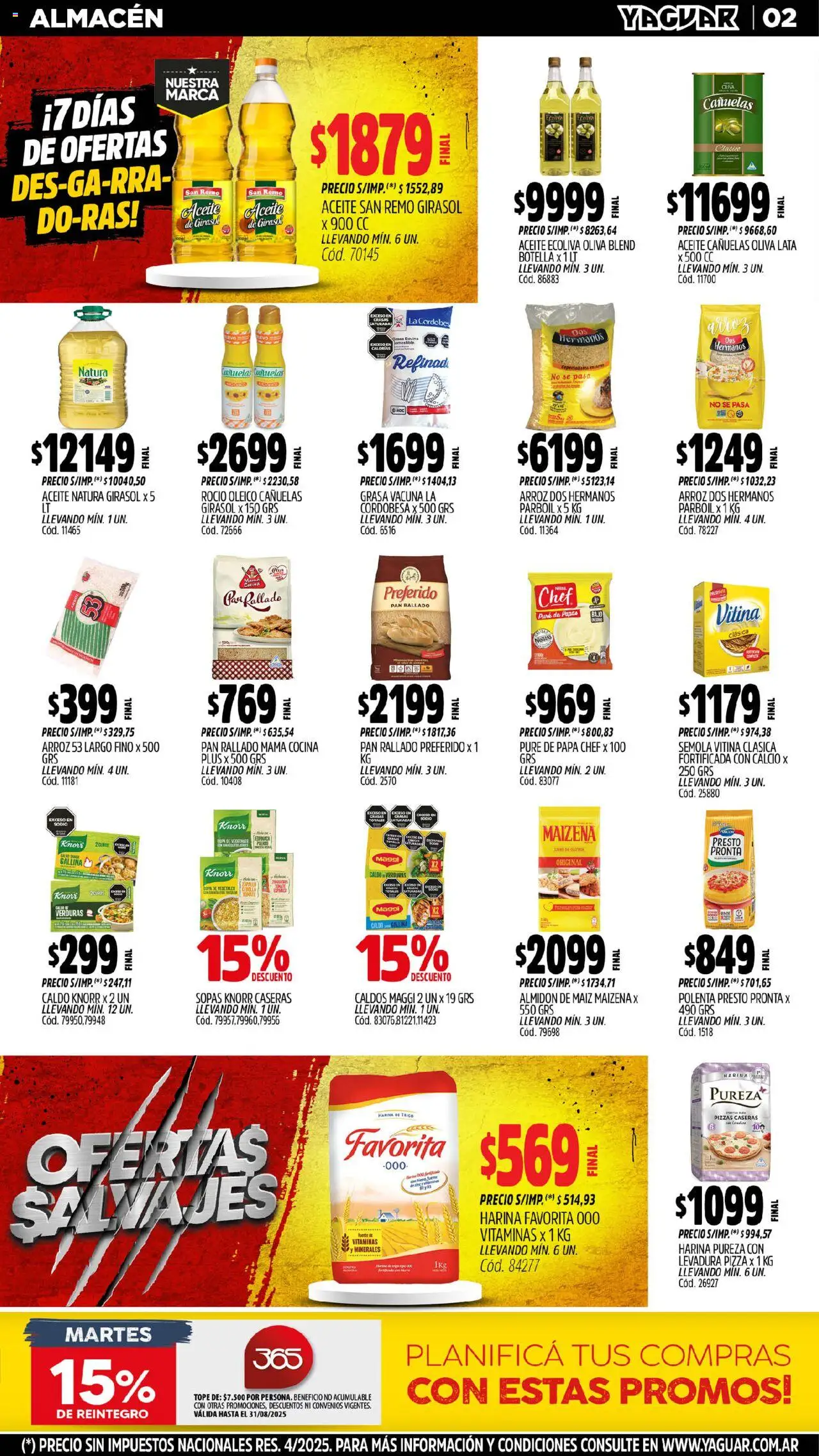 Yaguar - Jujuy │ válido desde el 11.08.2025 | Página: 2 | Productos: Cocina, Sopa, Oliva, Pizza