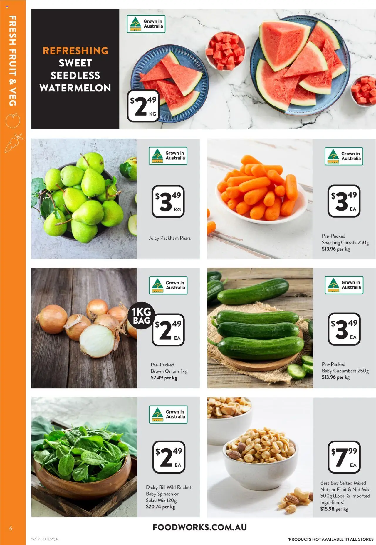 Foodworks catalogue - valid from 08.10.2025 | Page: 6 | Products: Nuts, Salad, Spinach, Watermelon