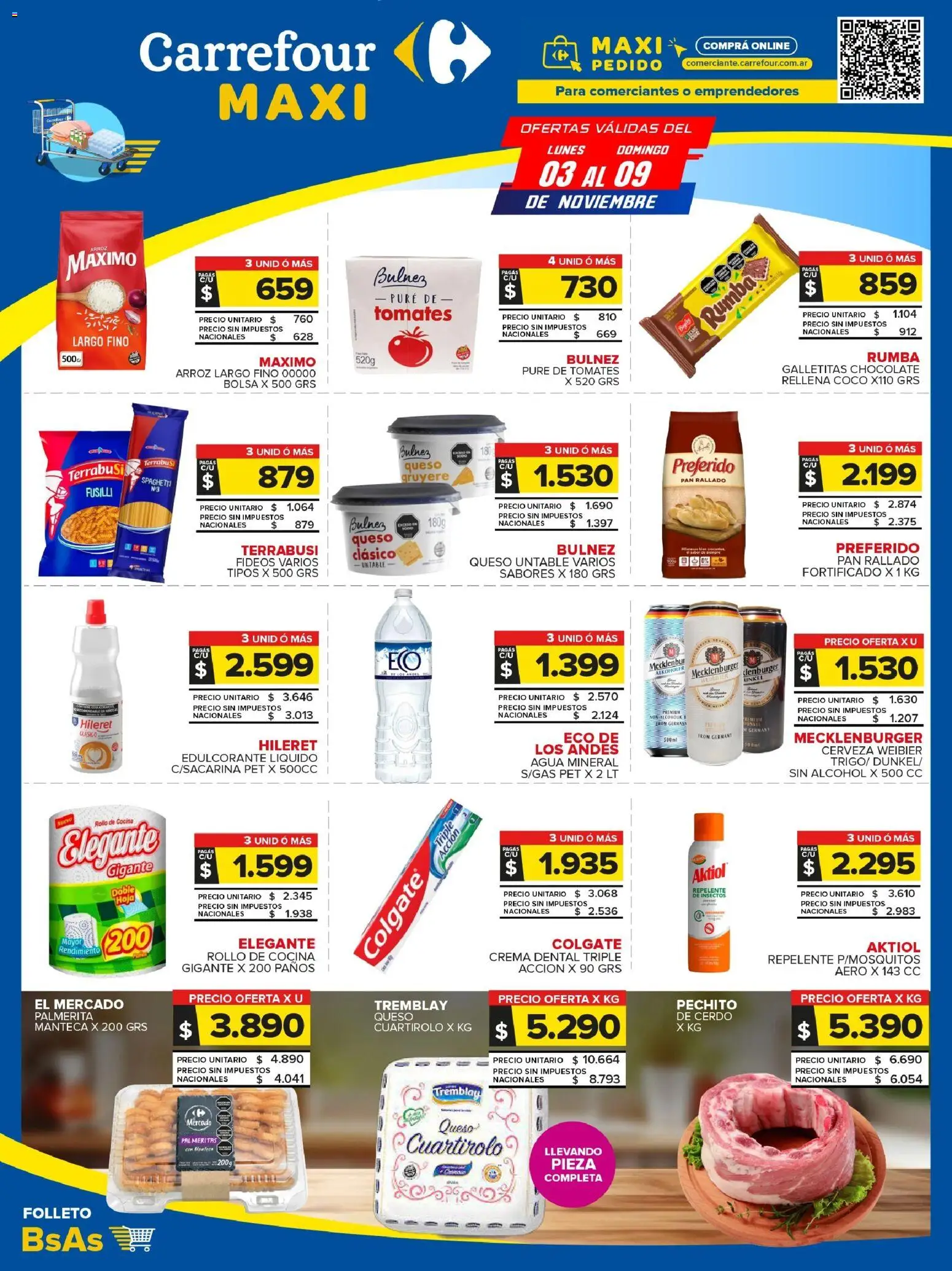 Carrefour Maxi catálogo │ válido desde el 03.11.2025 | Página: 1 | Productos: Bolsa, Edulcorante, Fideos, Pan rallado