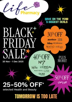 Life Pharmacy - Black Friday preview  - valid from 20.11.2025