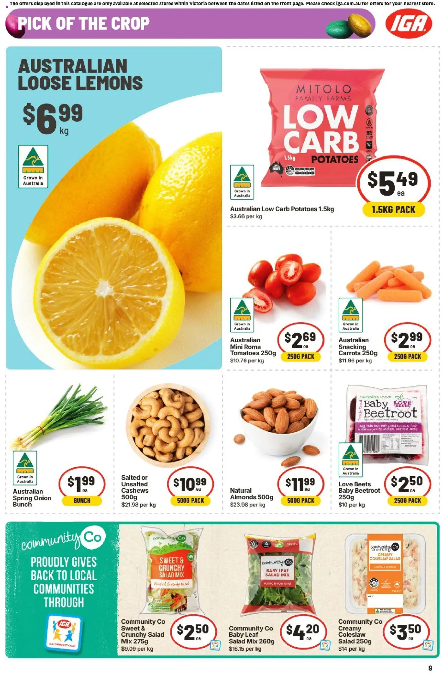 IGA catalogue - valid from 01.04.2026 | Page: 12 | Products: Almonds, Tomatoes, Carrots, Beetroot