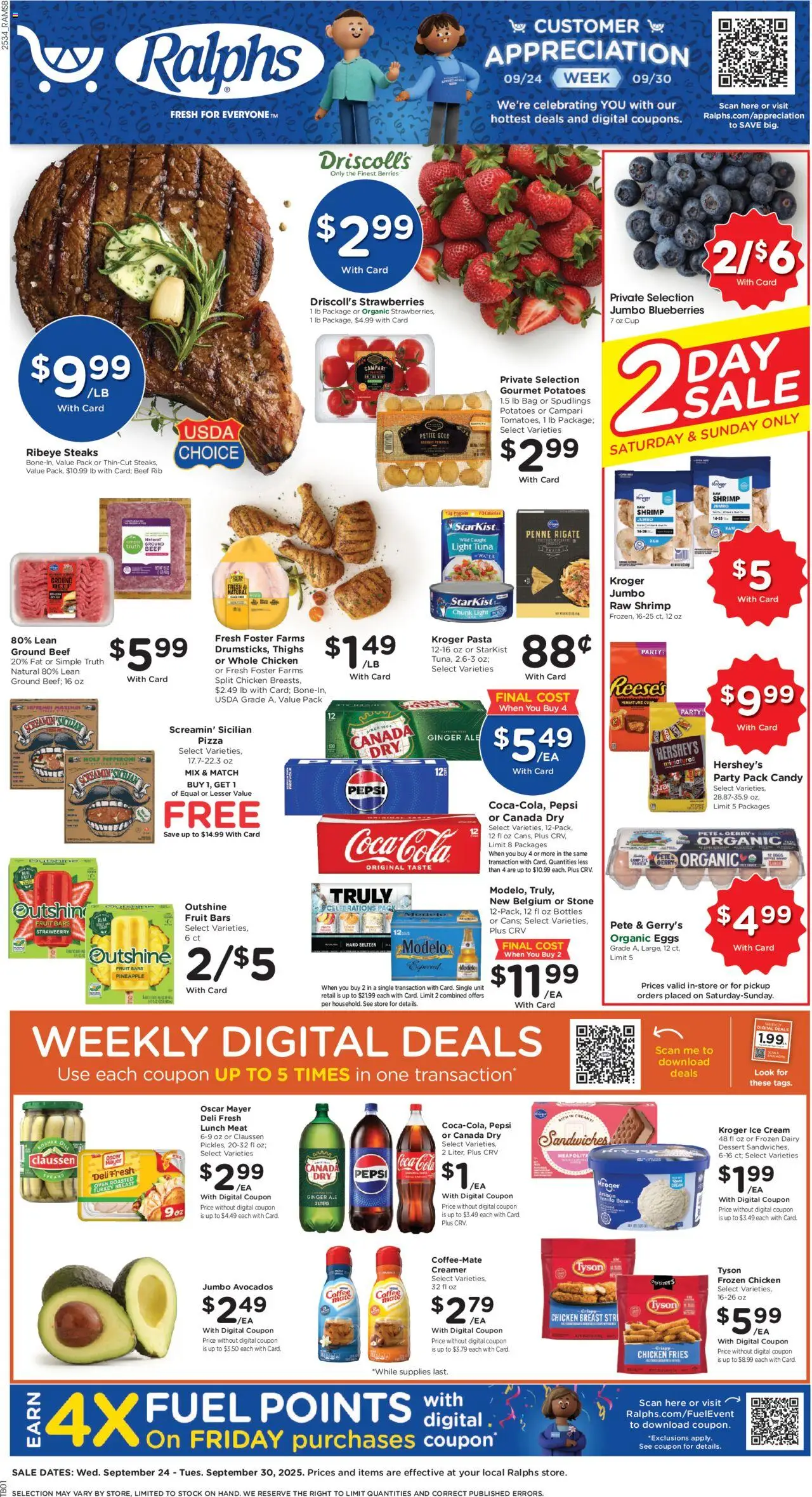 Ralphs Weekly Ad - valid from 24.09.2025 | Page: 1 | Products: Pizza, Cream, Water, Oven