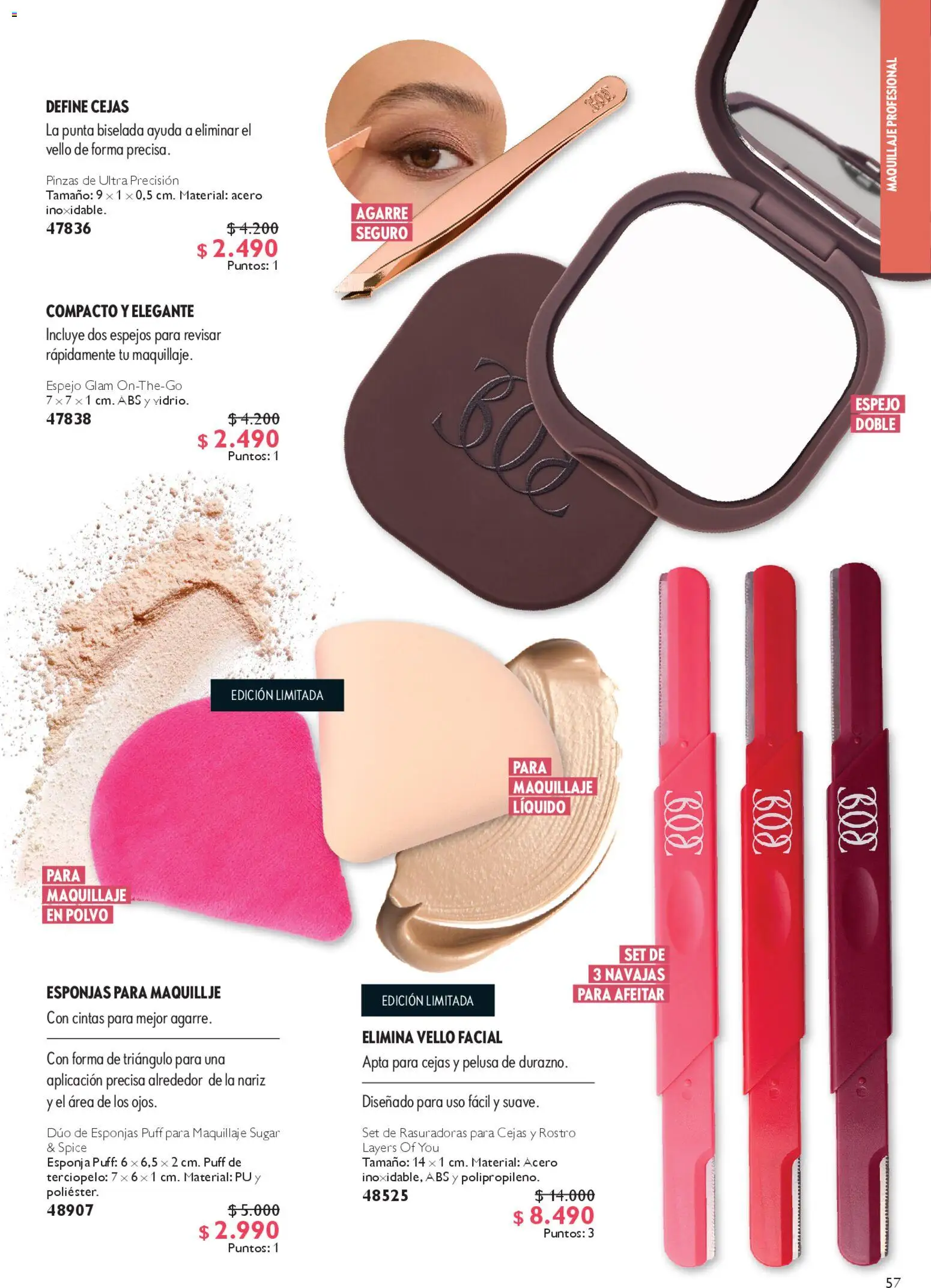 Oriflame ofertas  │ válido desde el 28.03.2026 | Página: 57 | Productos: Esponja, Espejo, Maquillaje, Polvo