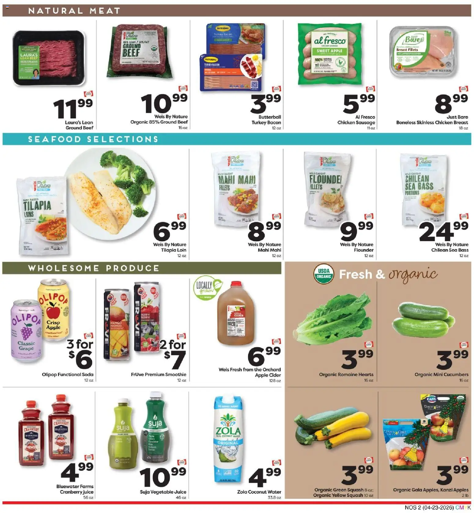 Weis Weis Natural & Living - valid from 23.04.2026 | Page: 2 | Products: Juice, Apples, Beef, Seafood