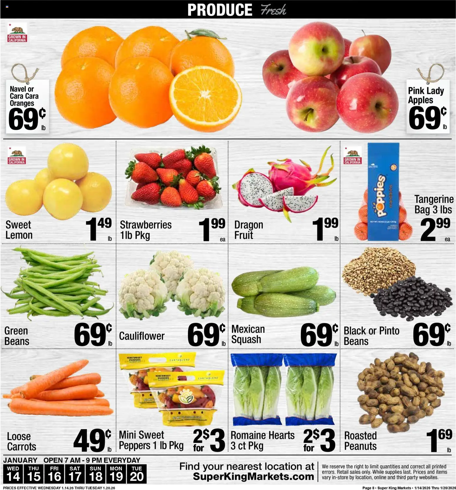 Super King - Weekly Ad - valid from 21.01.2026 | Page: 9 | Products: Peppers, Squash, Strawberries, Cauliflower