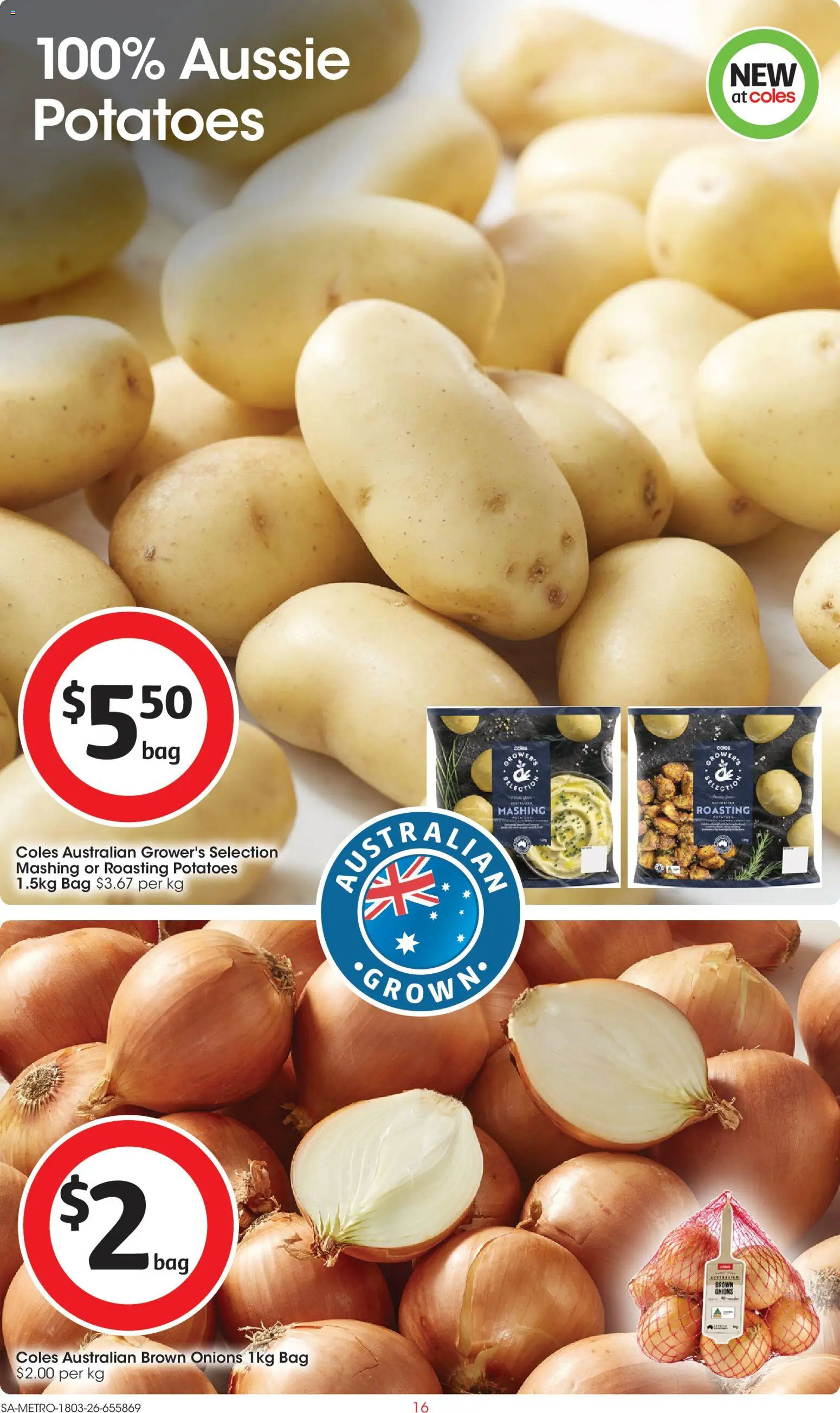 Coles catalogue - valid from 18.03.2026 | Page: 16 | Products: Potatoes, Onions, Bag