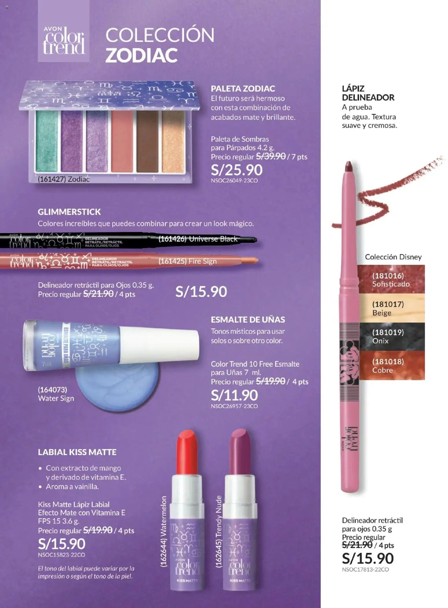 Catálogo Avon válido desde 21.04.2026 | Página: 67 | Productos: Delineador, Lápiz labial, Esmalte de uñas