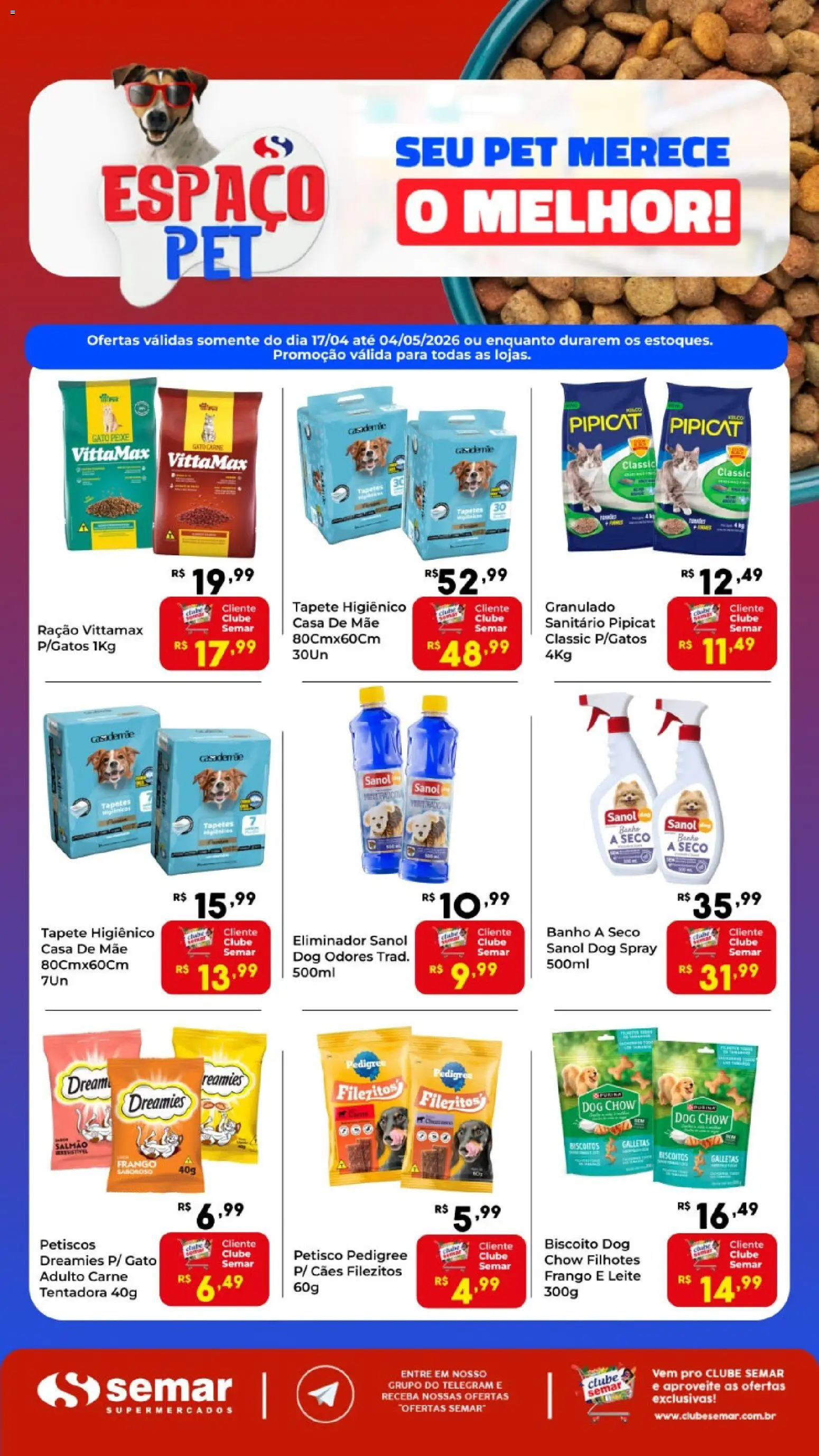 Semar Supermercado Folheto - válido de 17.04.2026 | Página: 1 | Produtos: Salmão, Leite, Peixe, Biscoitos