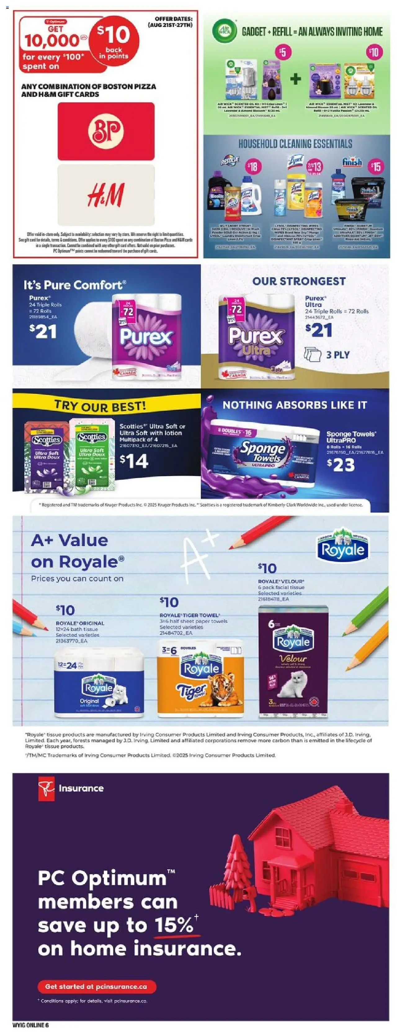 Loblaws flyer valid from 21.08.2025 | Page: 20 | Products: PC, Sponge, Ham, Pizza