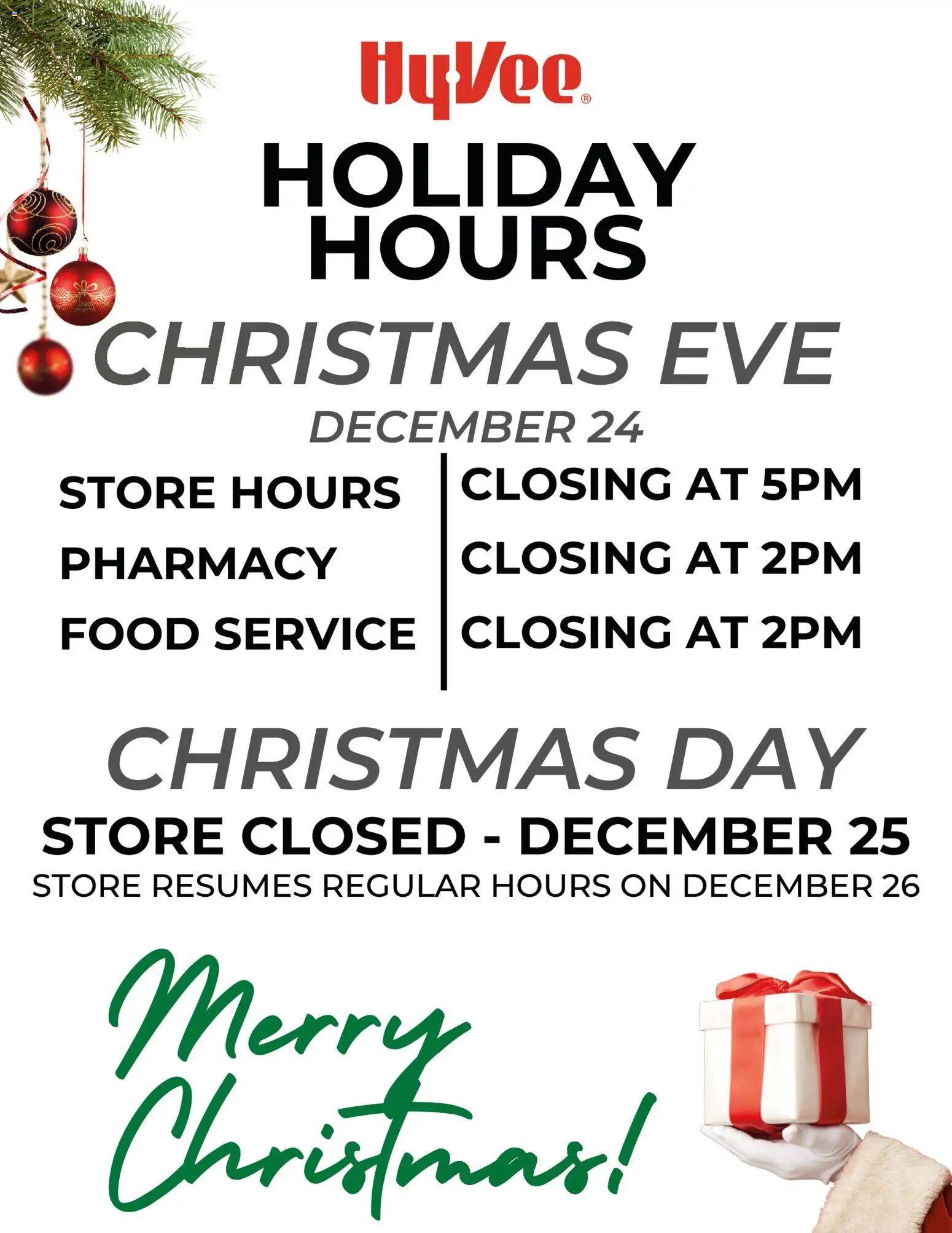 HyVee Holiday Hours - valid from 24.12.2025 | Page: 1