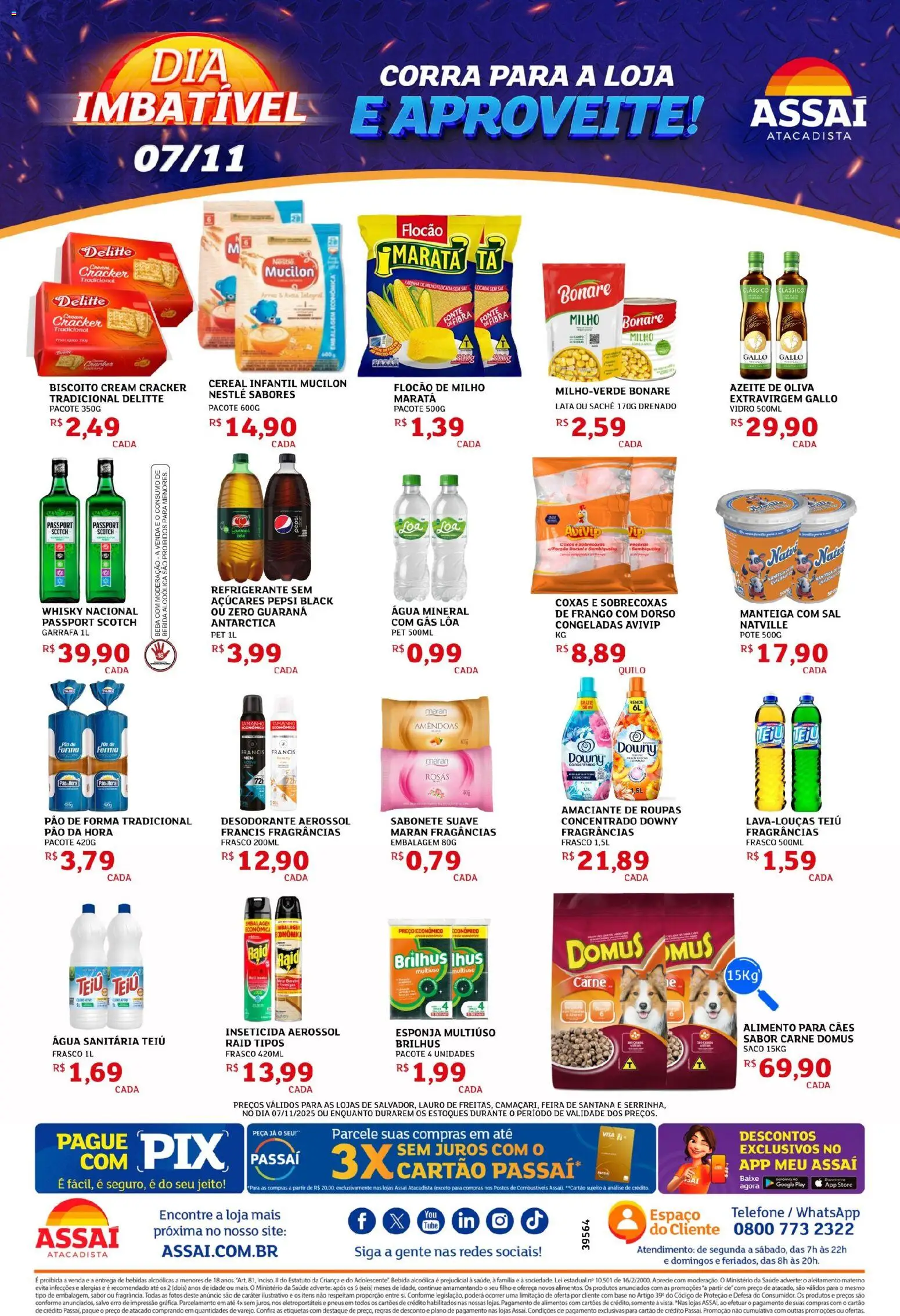 Assaí Atacadista Folheto - válido de 07.11.2025 | Página: 2 | Produtos: Desodorante, Pão, Pneus, Cream cracker