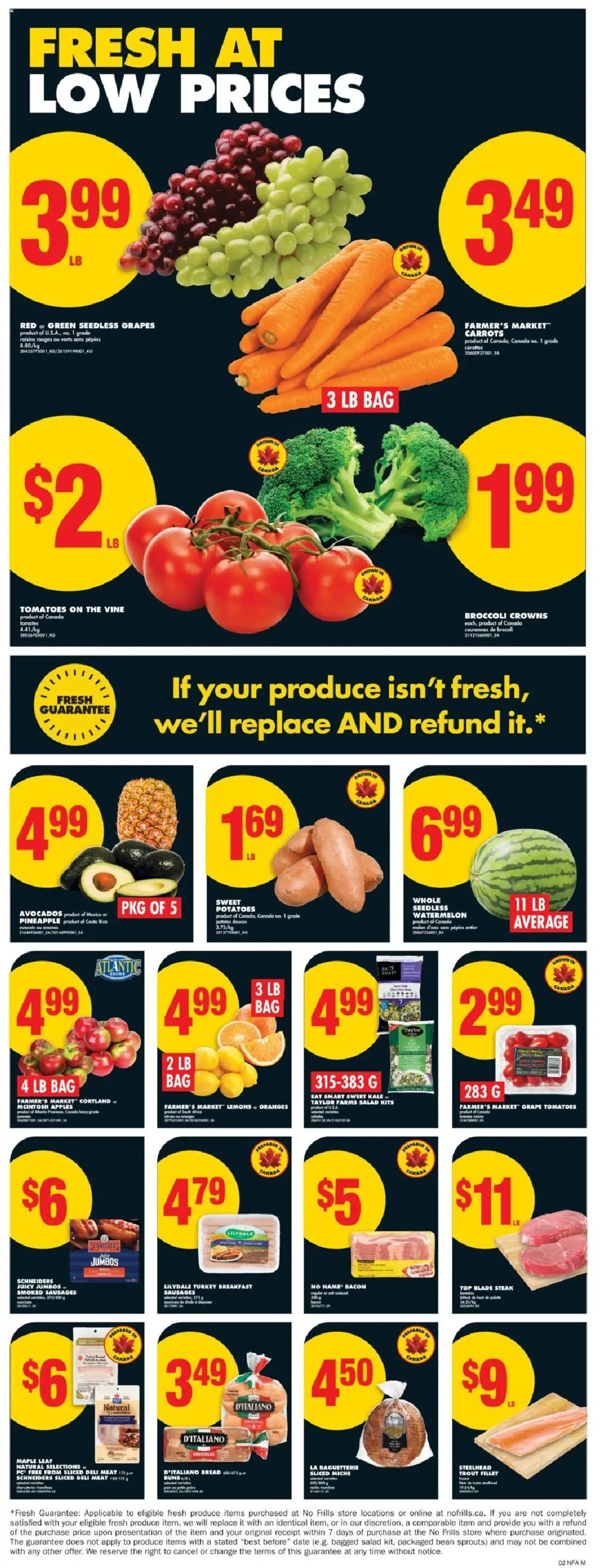 No Frills flyer valid from 14.08.2025 | Page: 5 | Products: Salad, Turkey, Bread, Apples