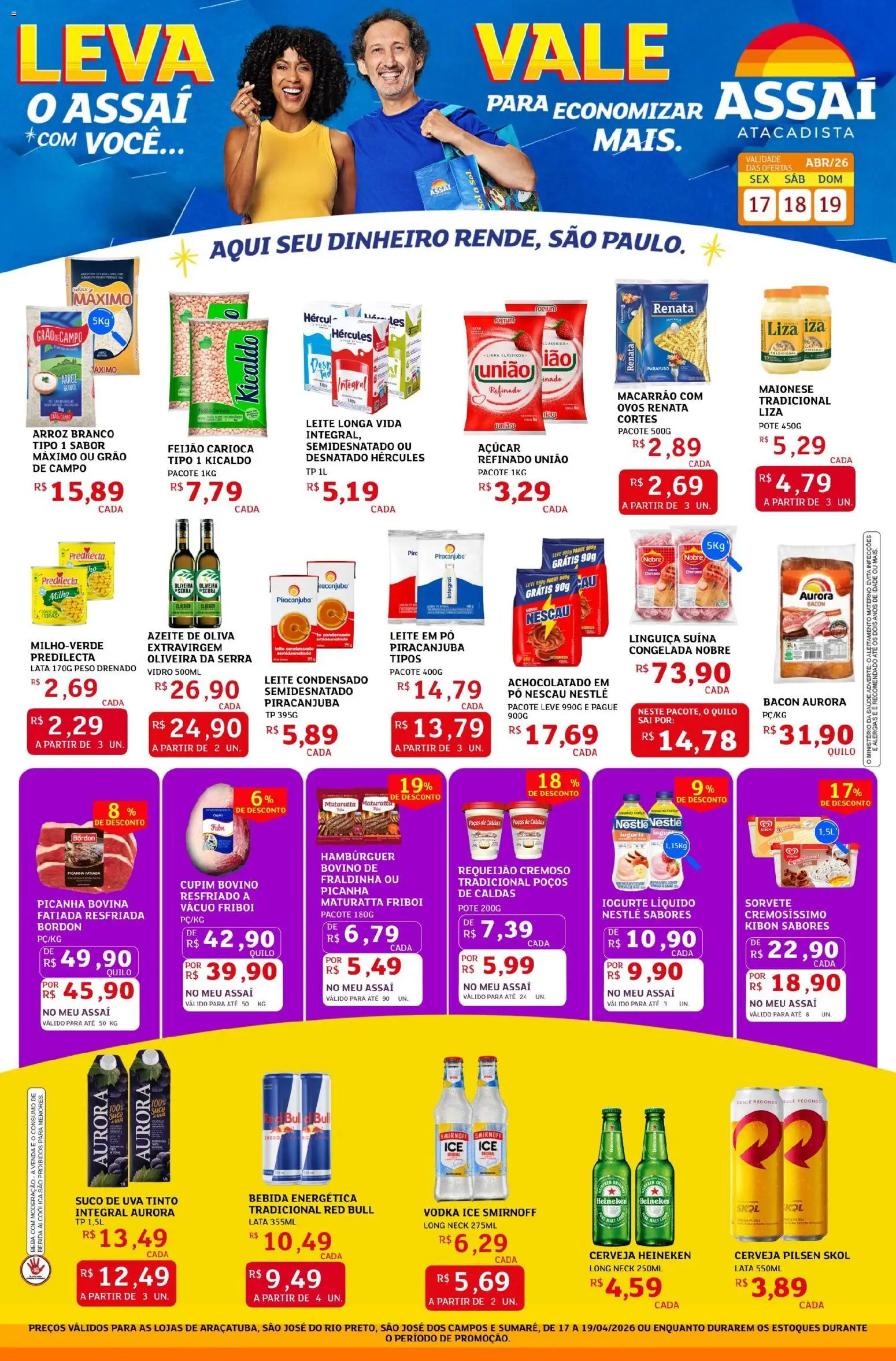 Assaí Atacadista Folheto - válido de 17.04.2026 | Página: 1 | Produtos: Nescau, Achocolatado, Suco, Cerveja