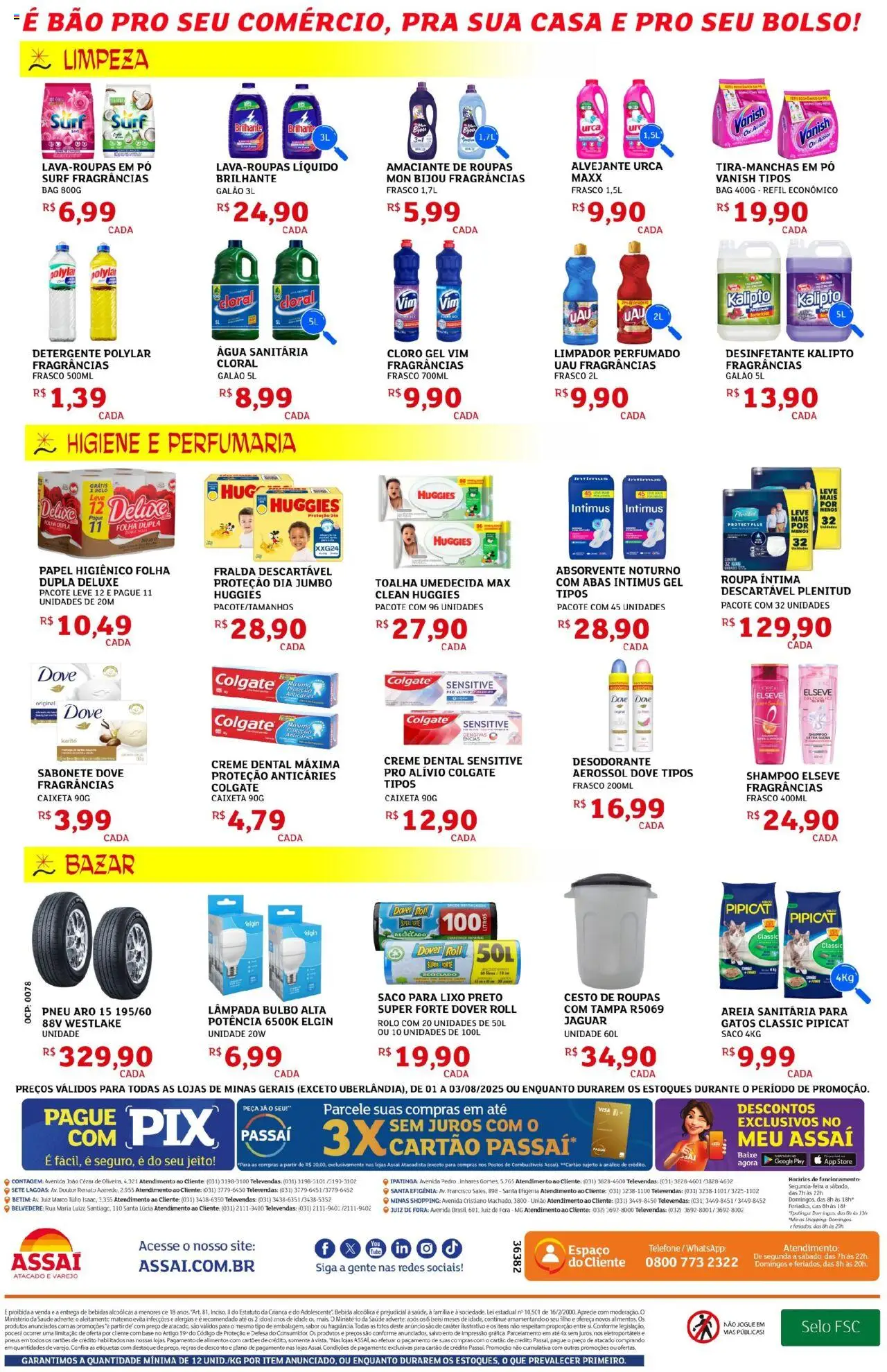 Assaí Atacadista Folheto - válido de 01.08.2025 | Página: 4 | Produtos: Roupas, Dove, Absorvente, Desinfetante