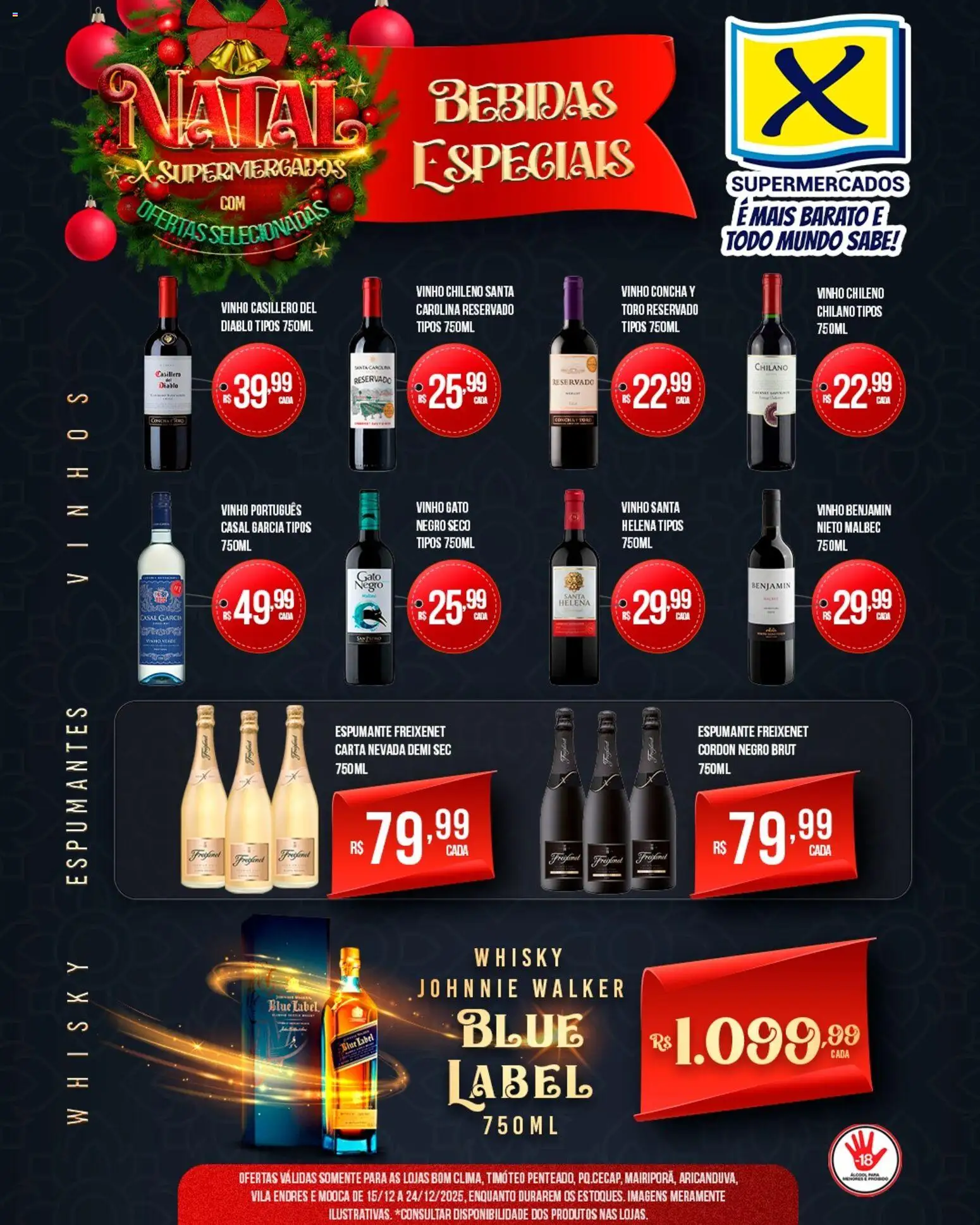 X Supermercados Folheto - válido de 15.12.2025 | Página: 4 | Produtos: Espumante, Whisky, Vinho, Benjamin